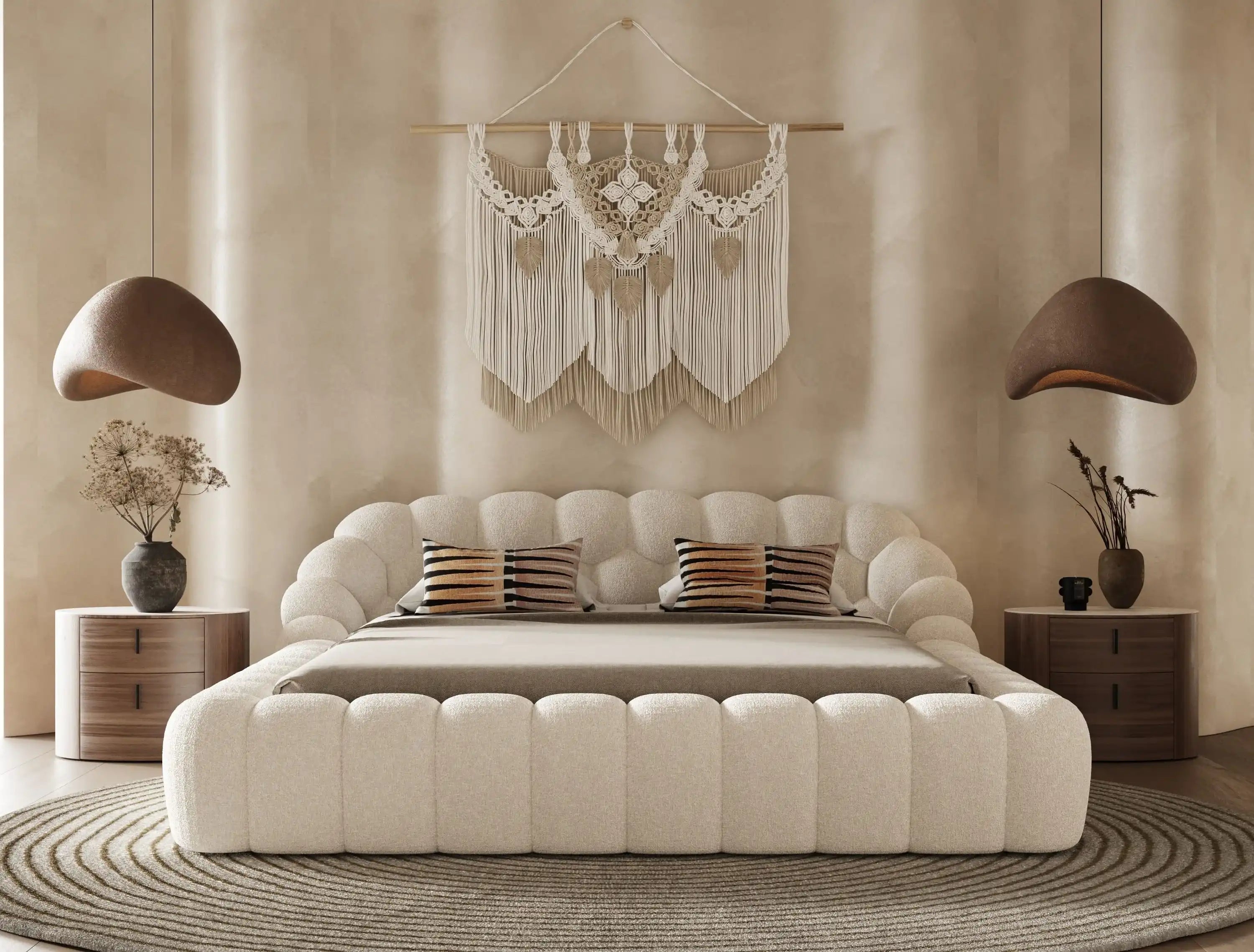 Divani Casa Yolonda - Modern Off-White Fabric Bed King - Best Buy Furniture