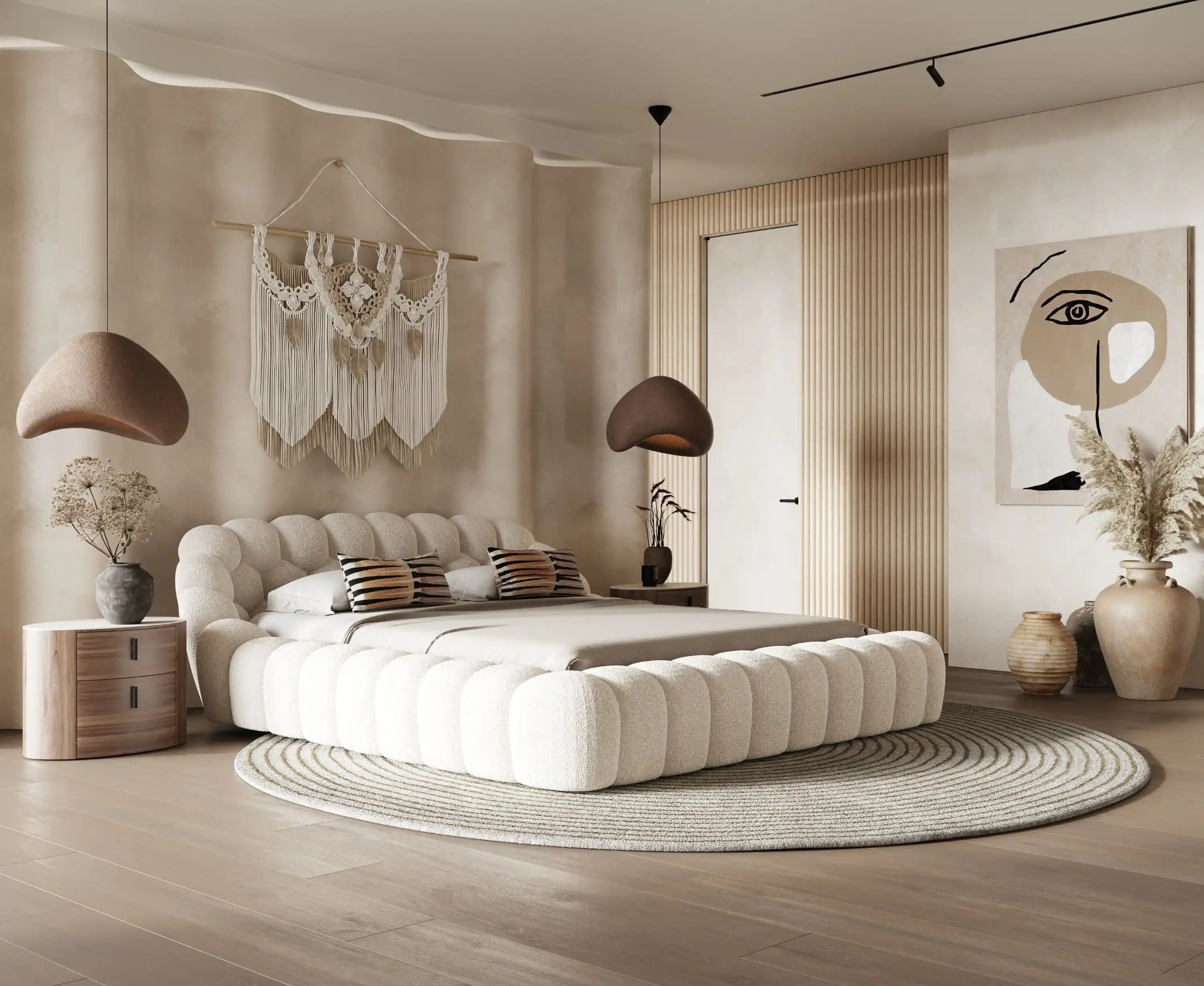 Divani Casa Yolonda - Modern Off-White Fabric Bed King - Best Buy Furniture