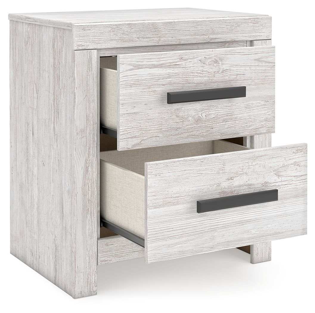 Cayboni - Two Drawer Night Stand - Whitewash - Best Buy Furniture