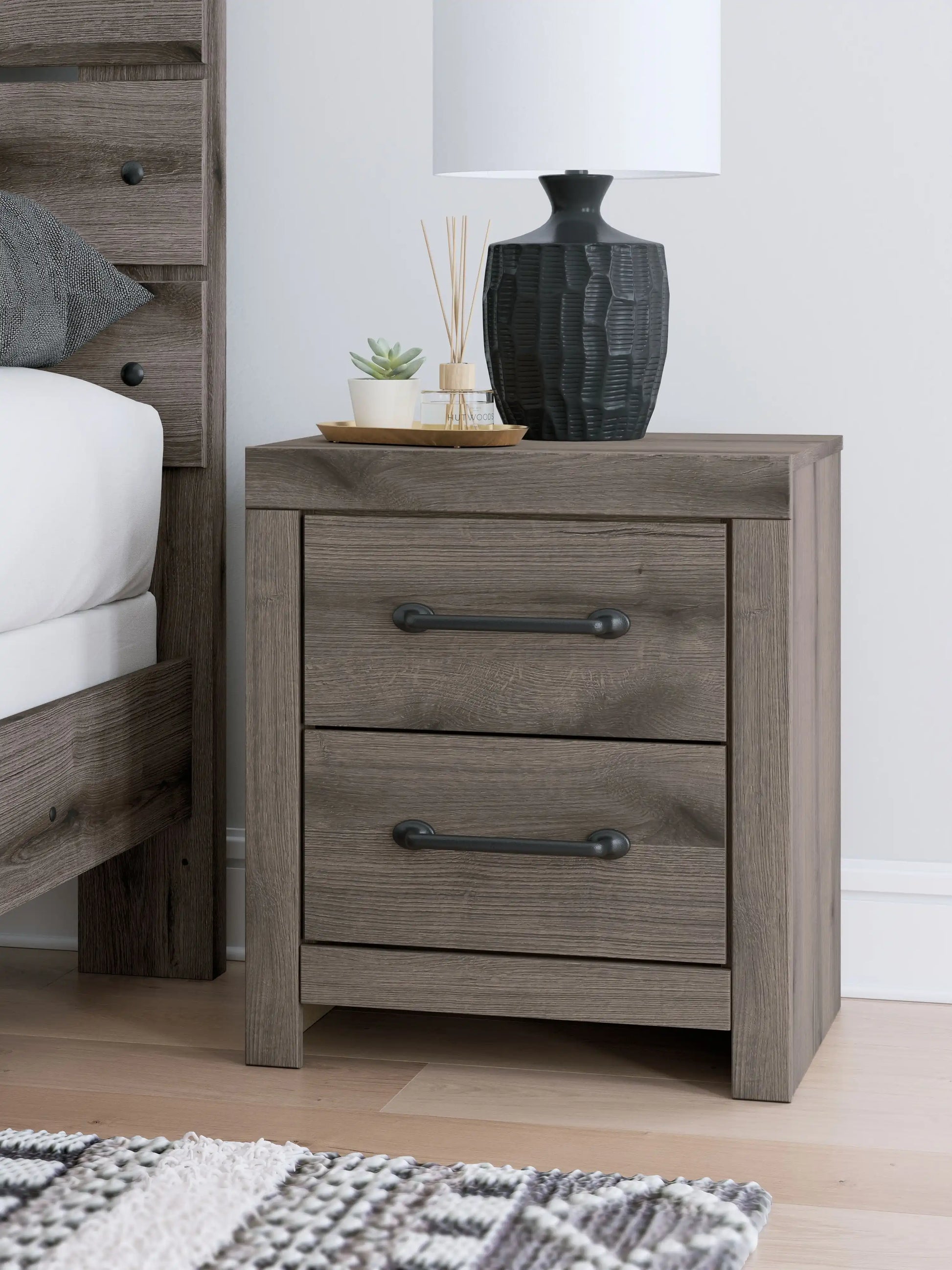 Graystorm - Two Drawer Night Stand - Brown Gray - Best Buy Furniture