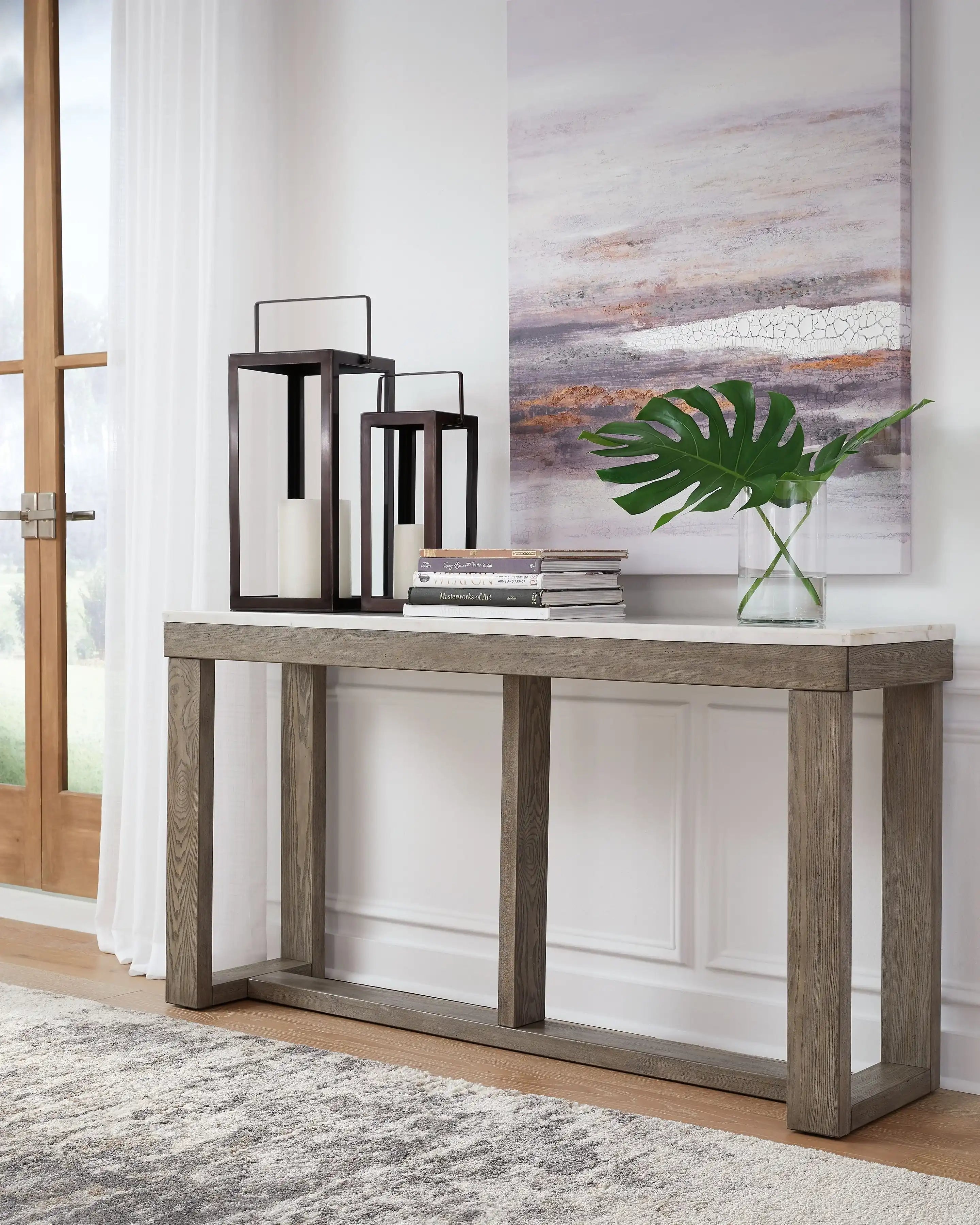 Loyaska - Sofa Table - Brown / Ivory - Best Buy Furniture