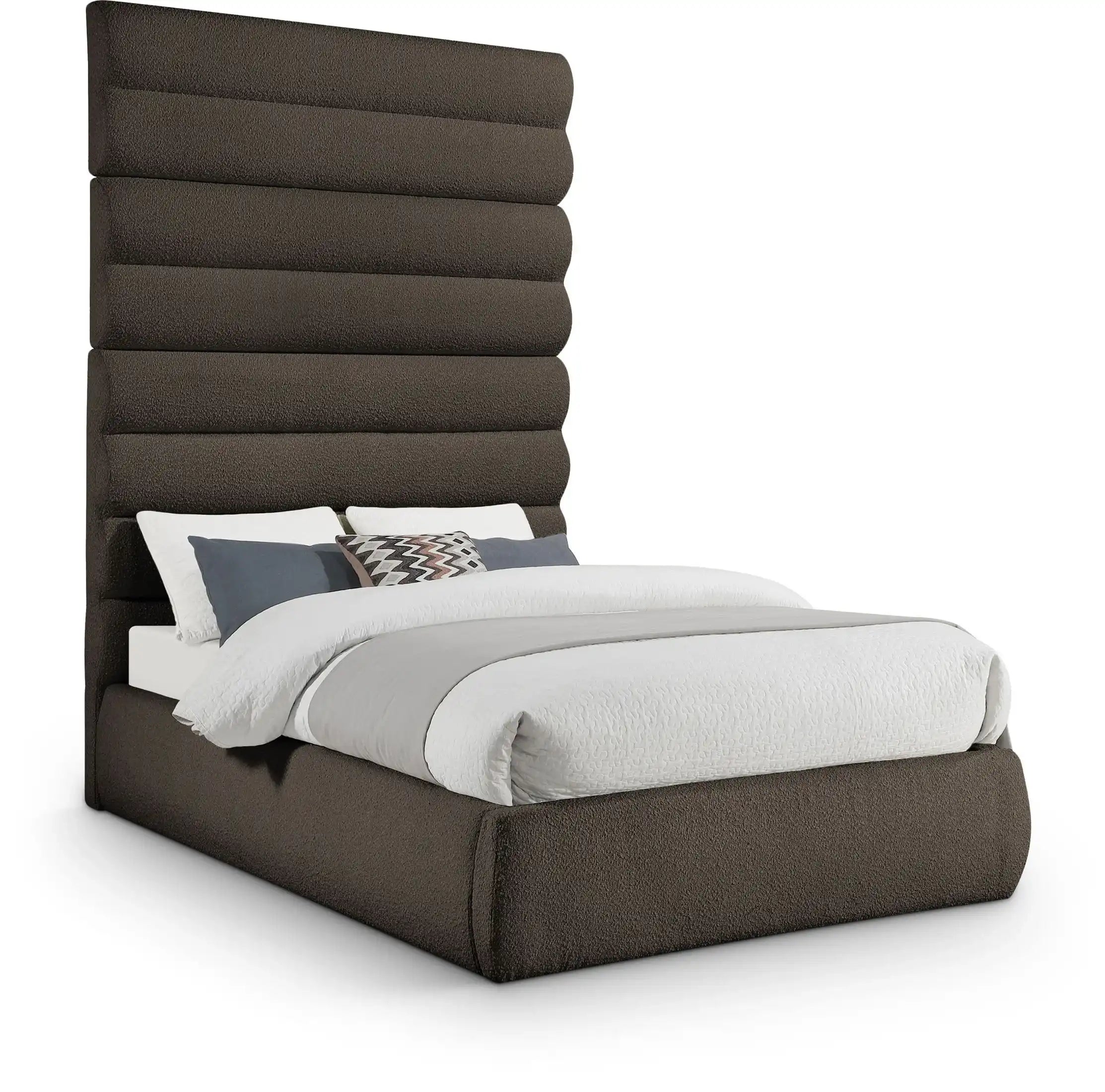 Adam - Boucle Fabric Bed With 89" Headboard - Best Buy Furniture