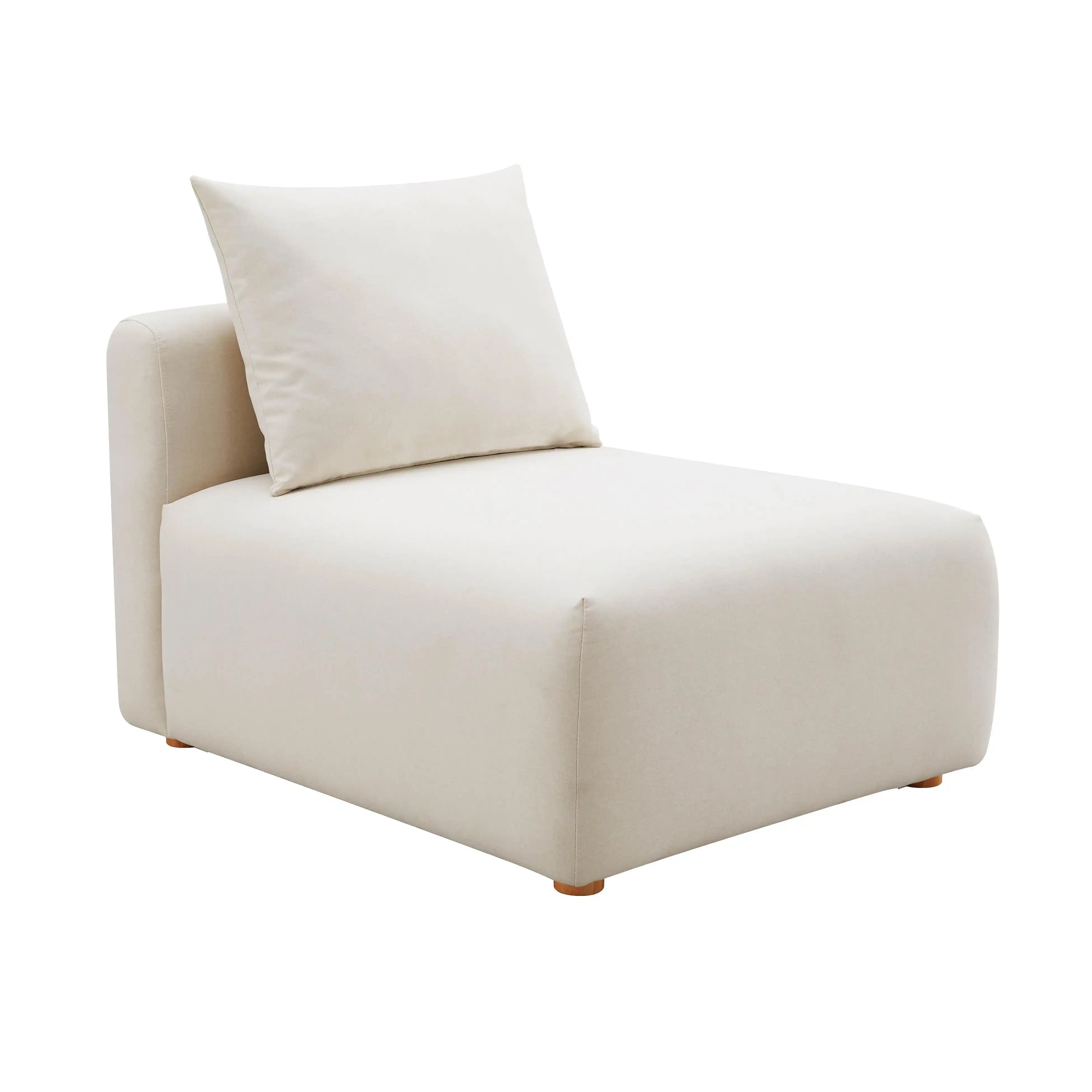 Hangover - Linen Modular Armless Chair - Cream - Best Buy Furniture