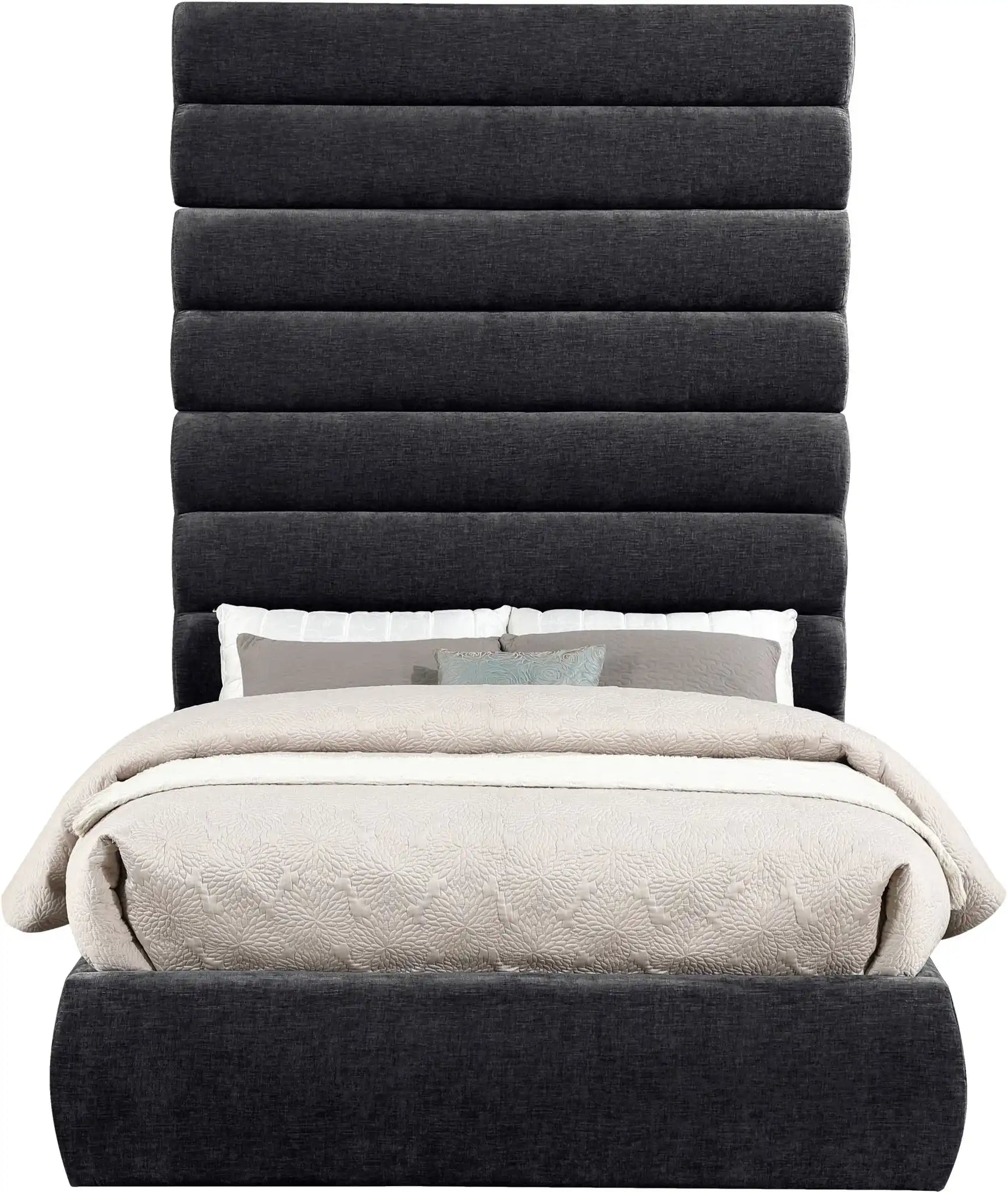 Adam - Chenille Fabric Bed With 89" Headboard