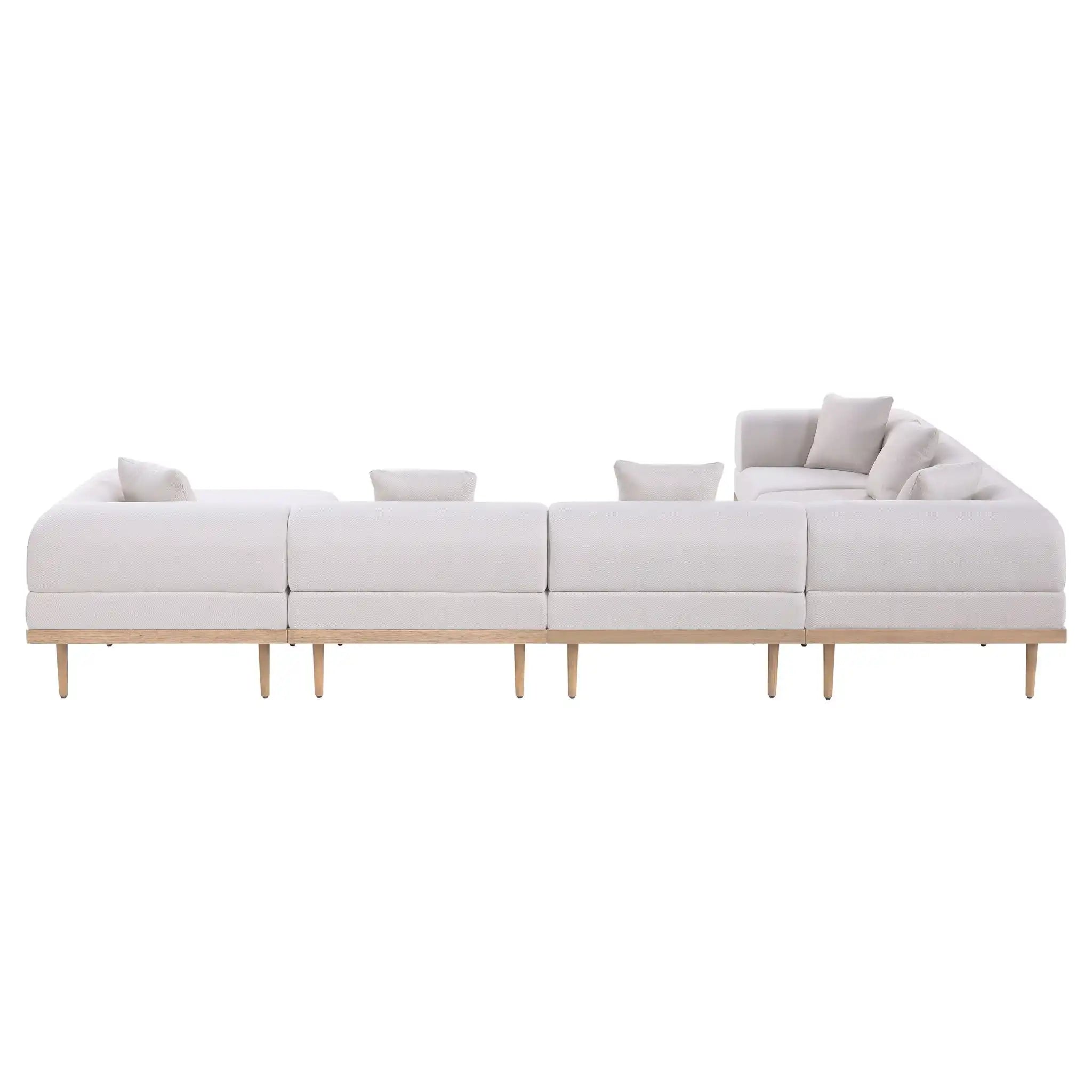 Laguna - 7 Piece Resilient Water Resistant Fabric 142" Upholstered Outdoor Patio Modular Sectional