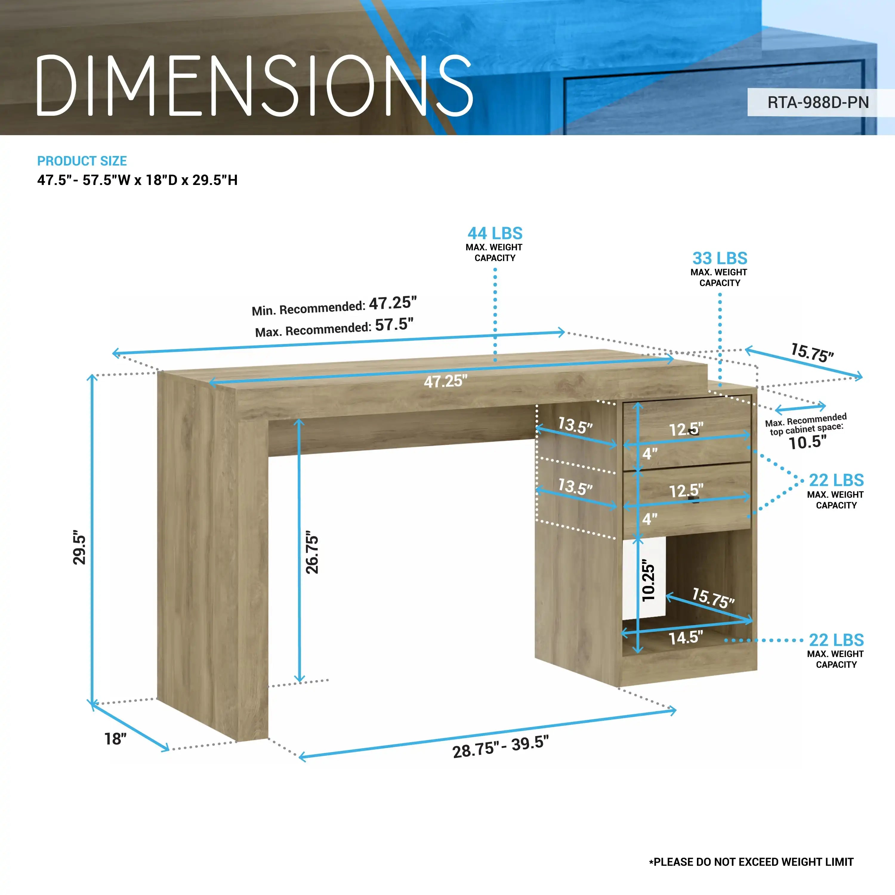 Techni Mobili Expandable Home Office Desk, Pine - Best Buy Furniture