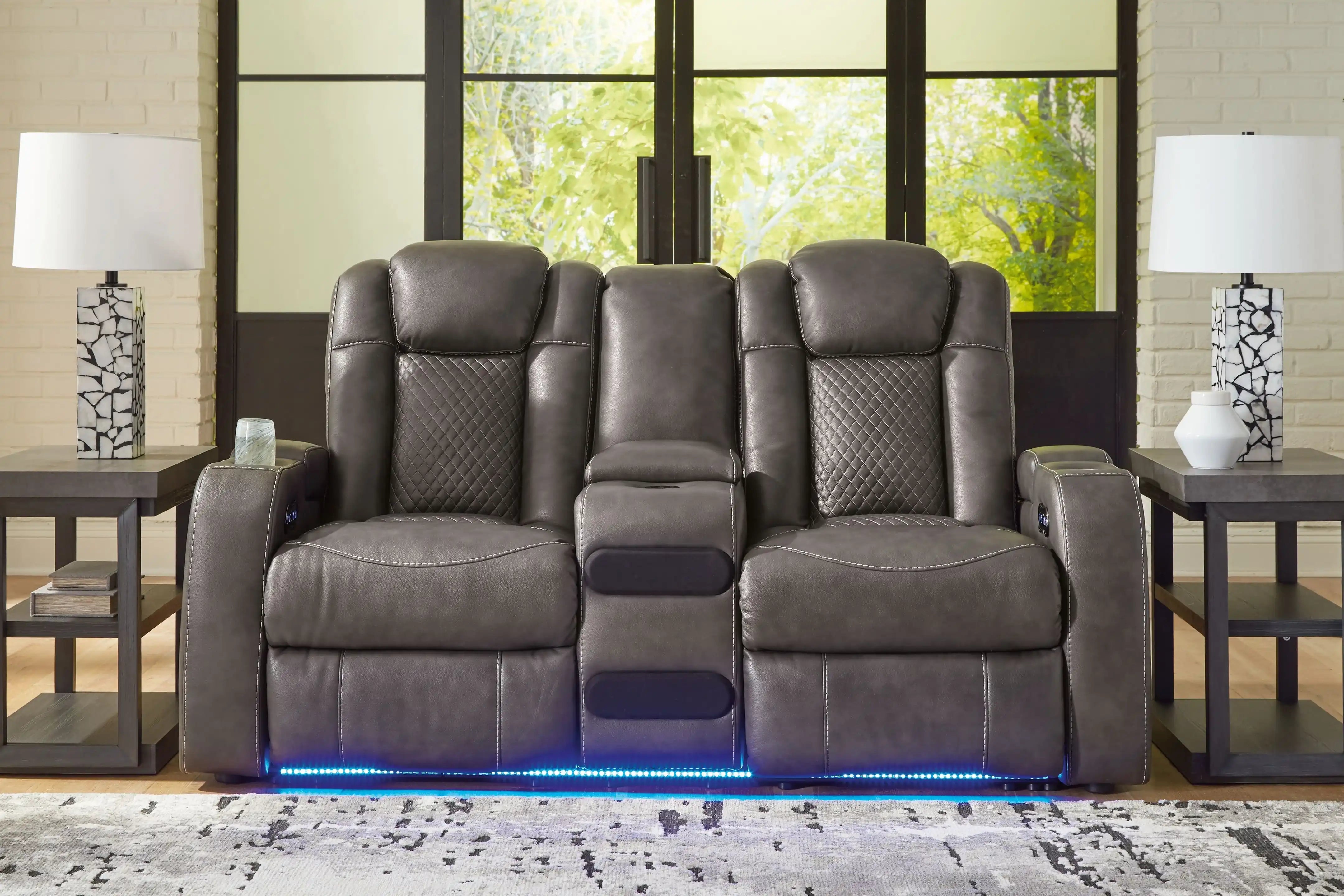 Fyne-dyme - Power Reclining Loveseat With Console/Adj Hdrst - Best Buy Furniture