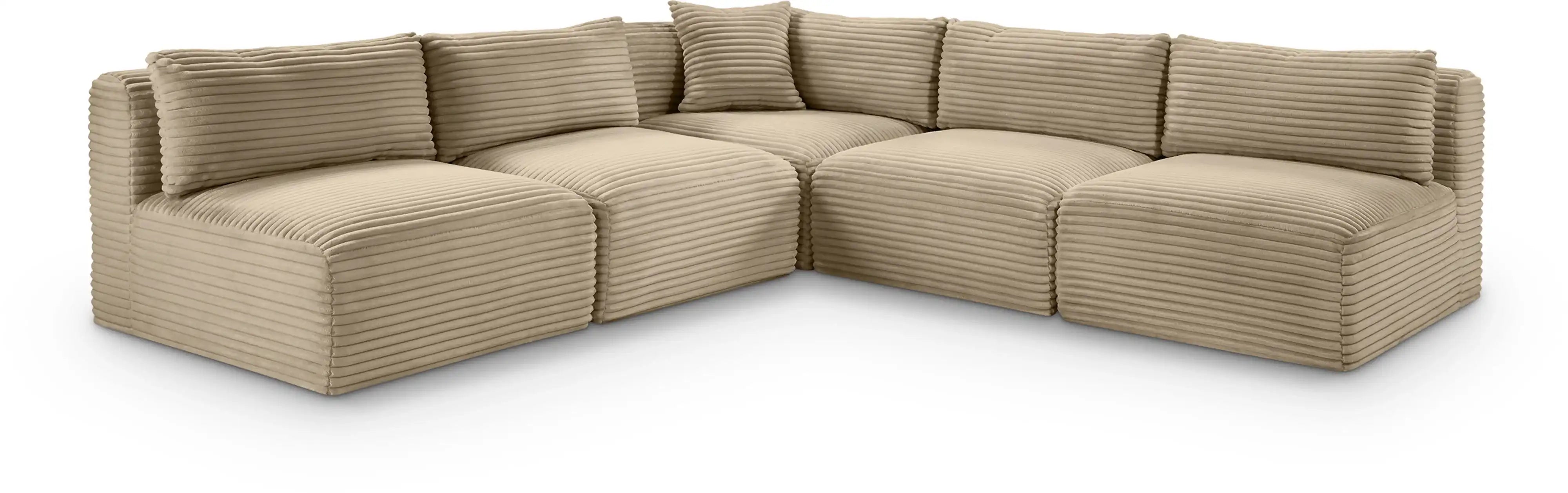 Shaggy - Fabric 5 Piece Modular Corner Armless Sectional - Best Buy Furniture