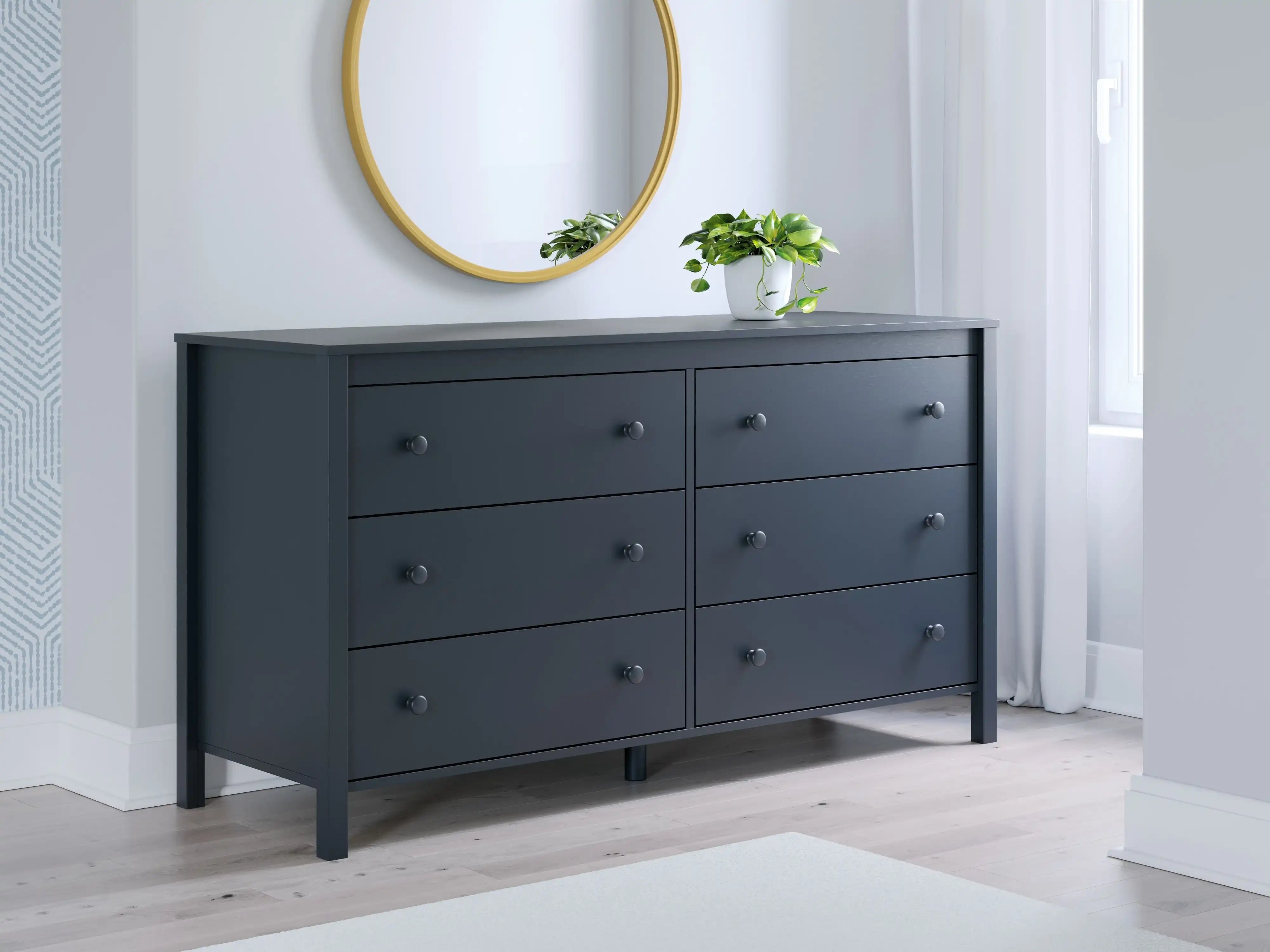 Simmenfort - Six Drawer Dresser - Navy Blue - Best Buy Furniture