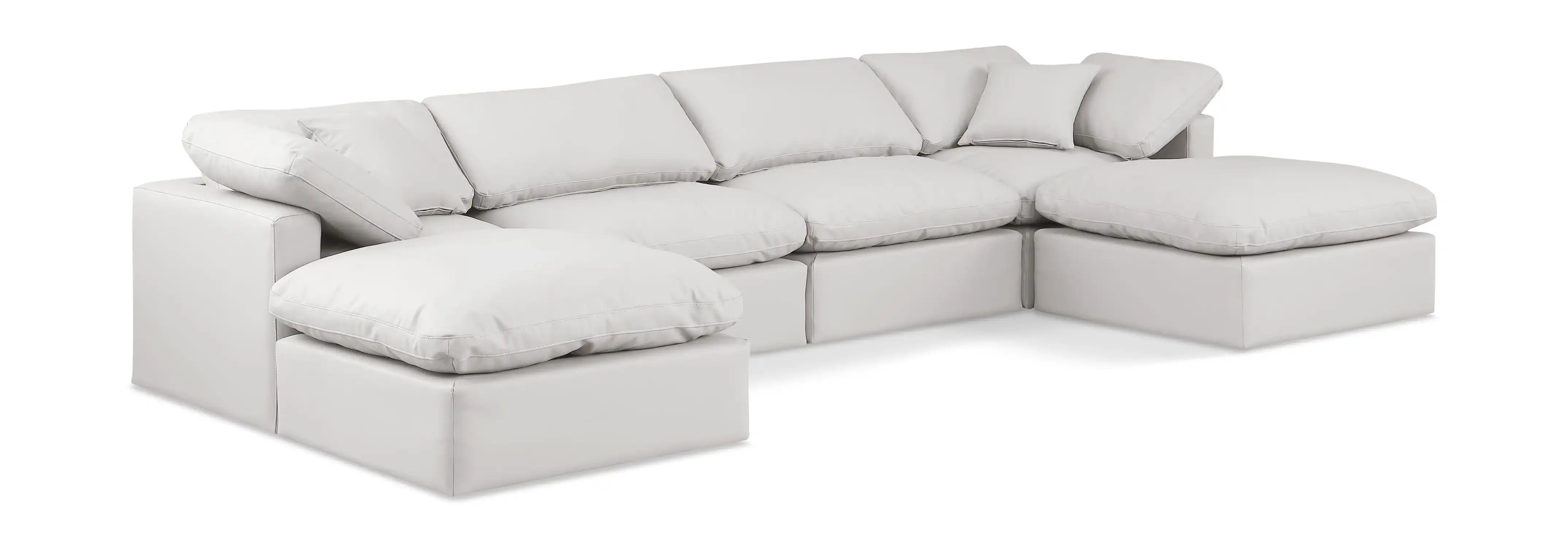 Indulge - Faux Leather 6 Piece Modular Double Chaise Sectional - Best Buy Furniture