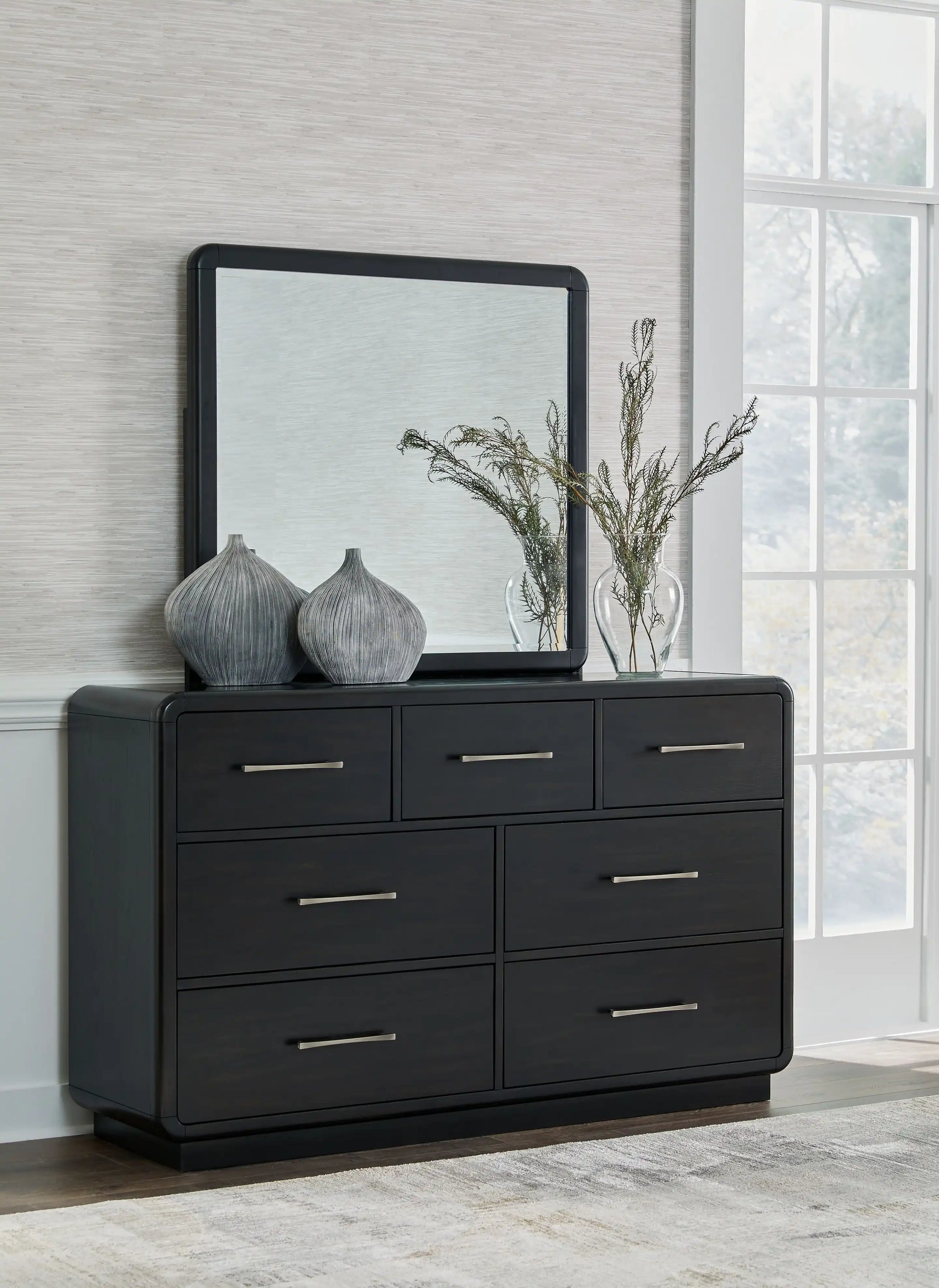 Rowanbeck - Dresser And Mirror - Black - Best Buy Furniture