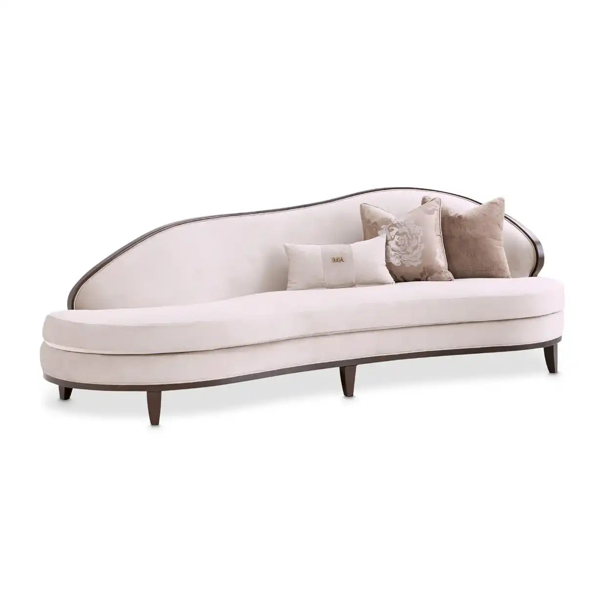 Camellia Field - Asymmetrical Velvet Sofa - Beige / Dark Brown - Best Buy Furniture