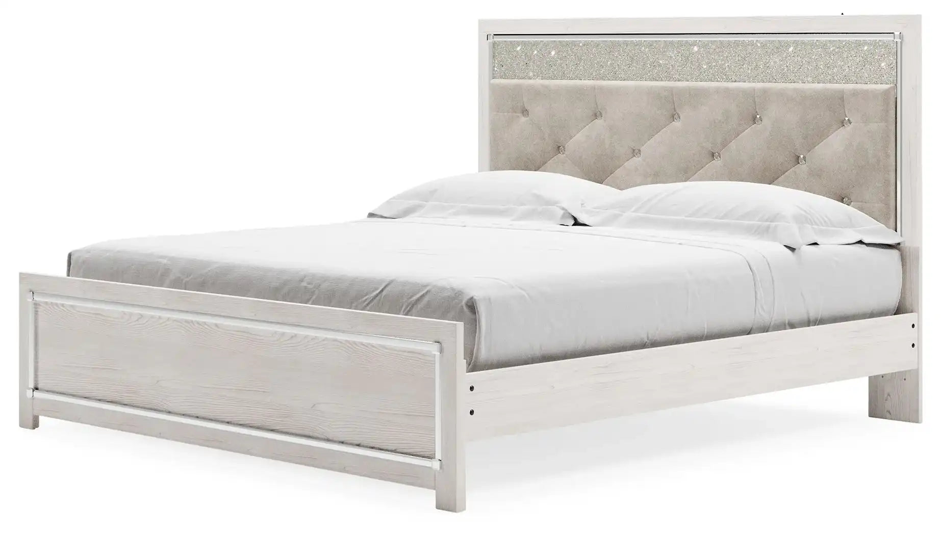 Altyra - King Panel Bed With Upholstered Headboard - White - Best Buy Furniture