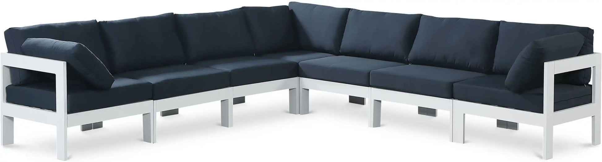 Nizuc - Outdoor Patio 7 Piece Modular Sectional With White Frame - Best Buy Furniture