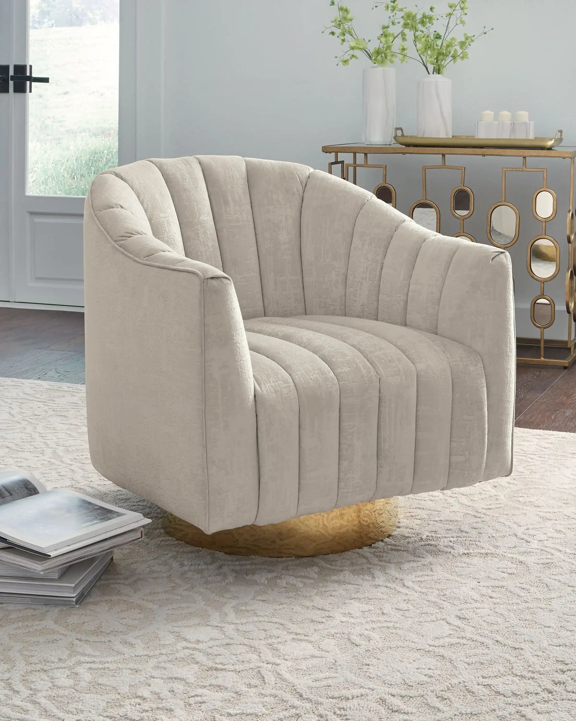 Penzlin - Swivel Accent Chair - Pearl - Best Buy Furniture