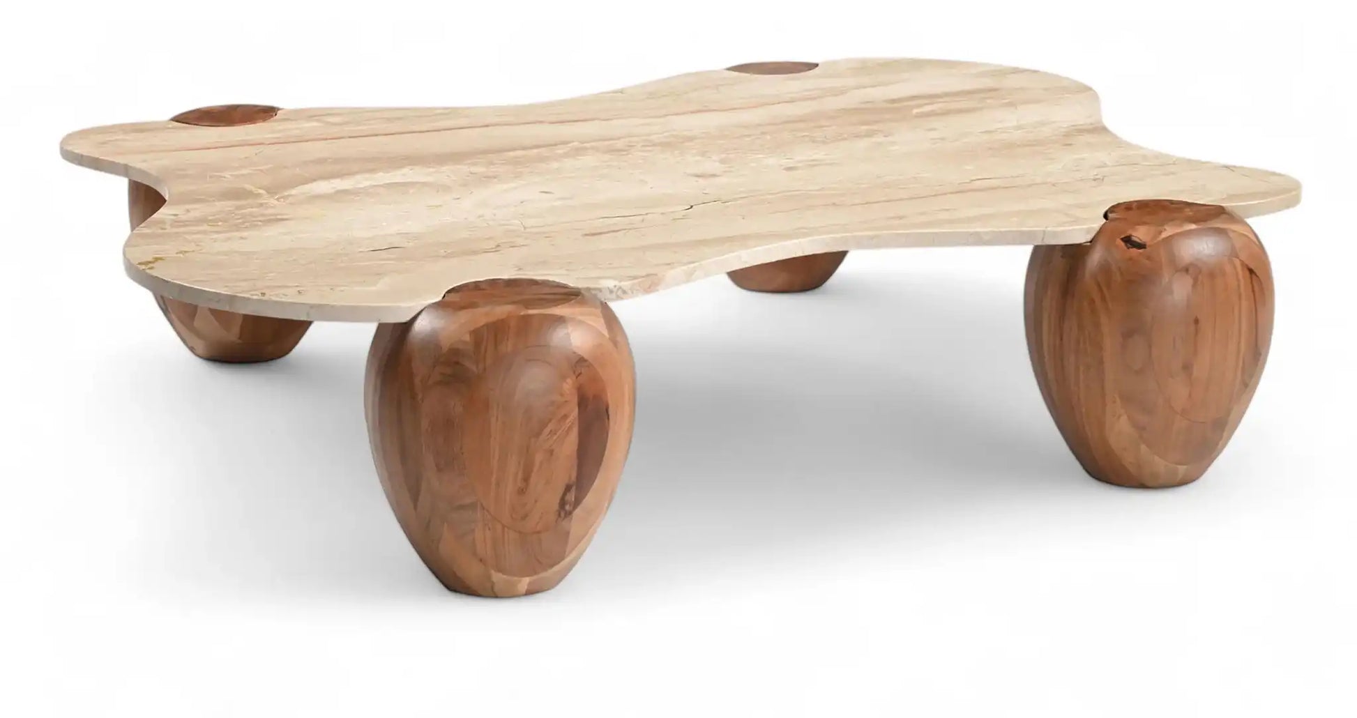 Liona - Marble And Acacia Wood Coffee Table - Best Buy Furniture