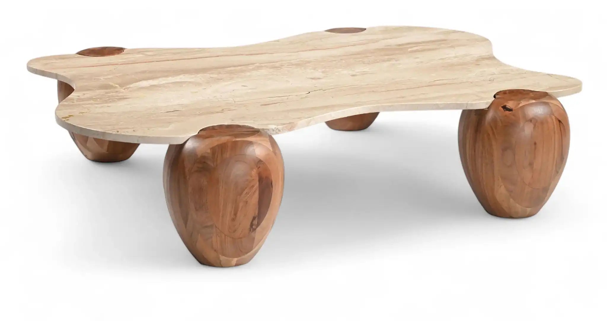 Liona - Marble And Acacia Wood Coffee Table - Best Buy Furniture