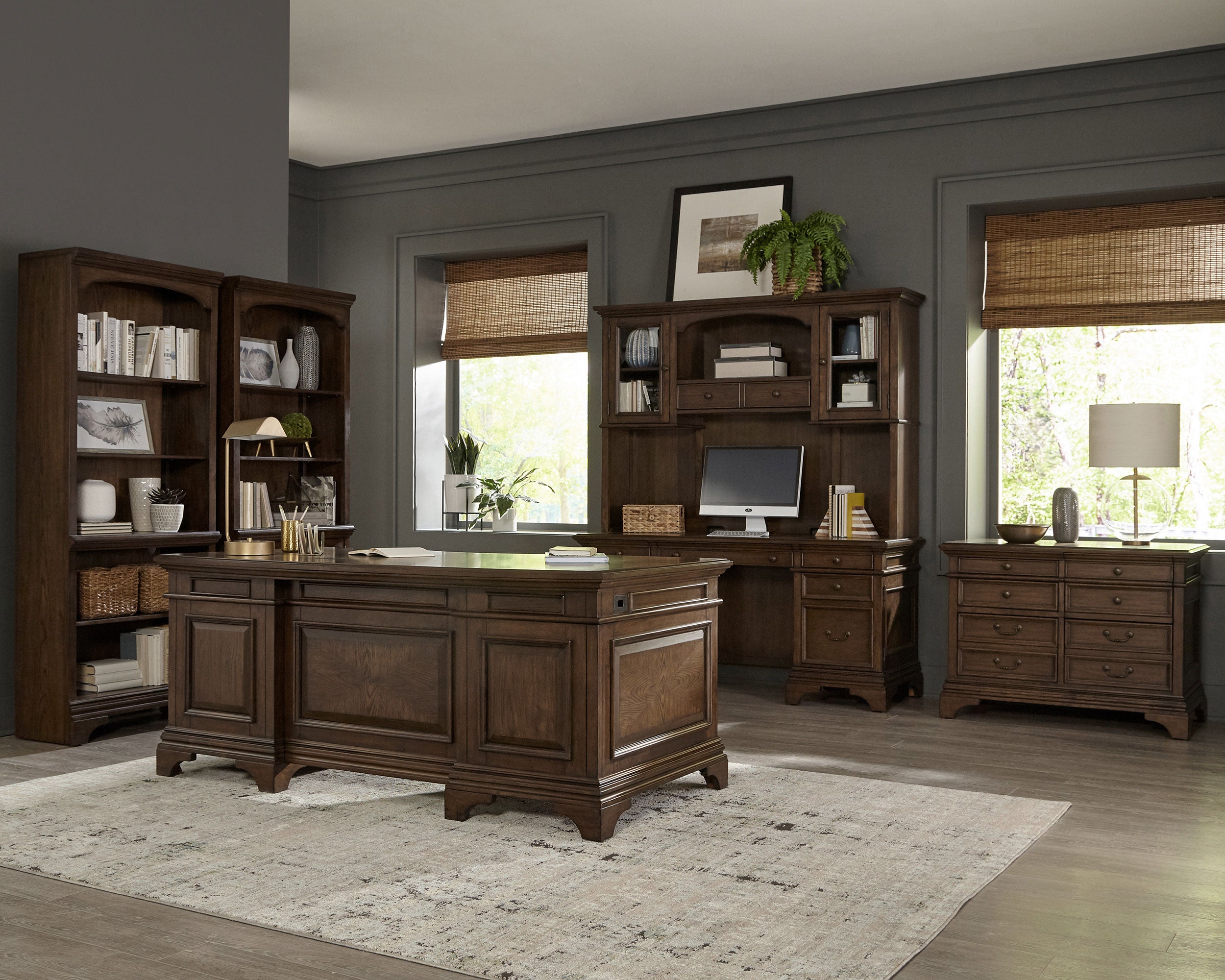 Hartshill 72-inch 7-drawer Executive Desk Burnished Oak-CoasterElevations