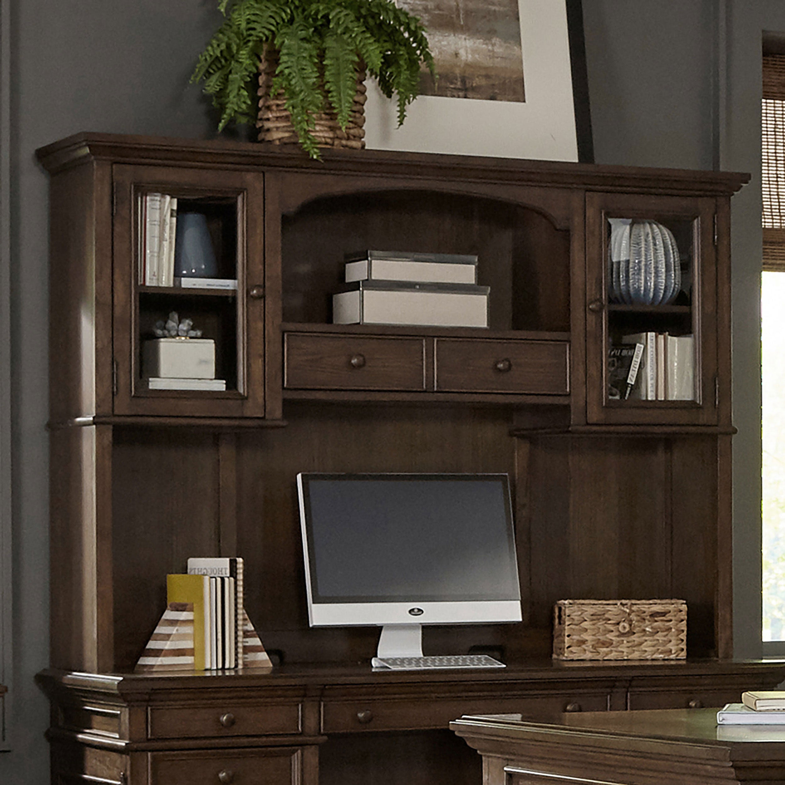 Hartshill 2-door Hutch with Shelves Burnished Oak-CoasterElevations