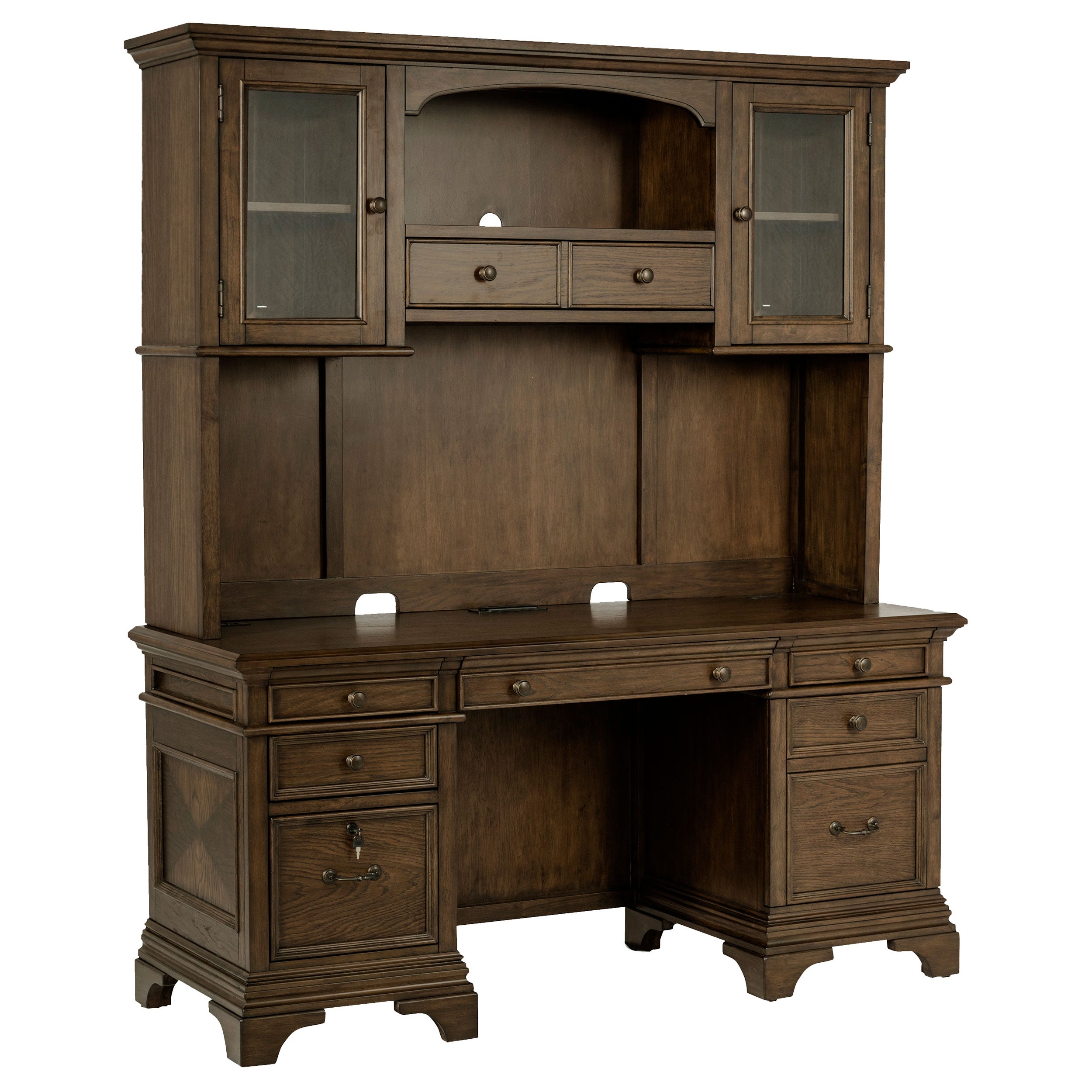 Hartshill 66-inch 5-drawer Credenza with Hutch Burnished Oak-CoasterElevations