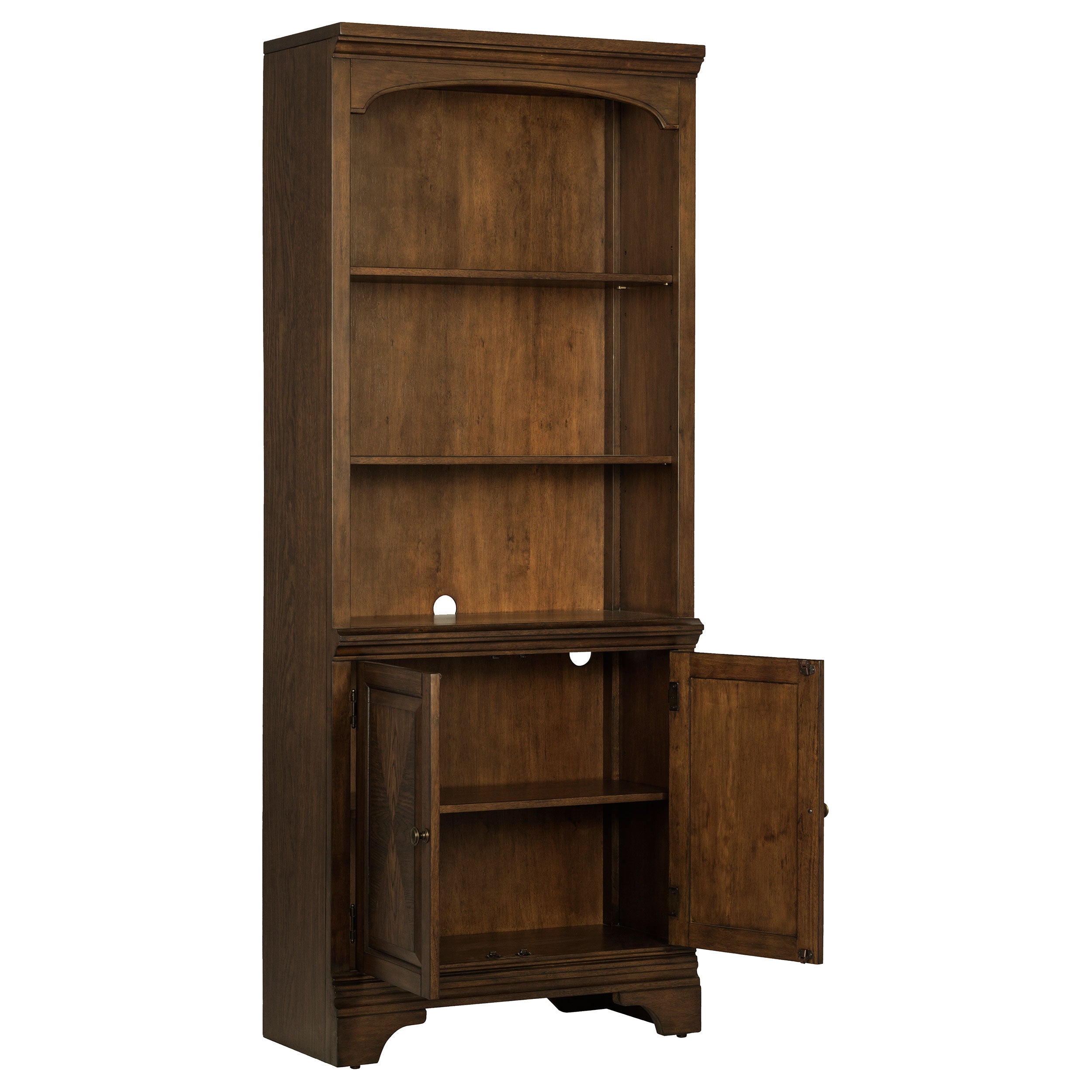 Hartshill 78-inch 3-shelf Cabinet Bookcase Burnished Oak-CoasterElevations