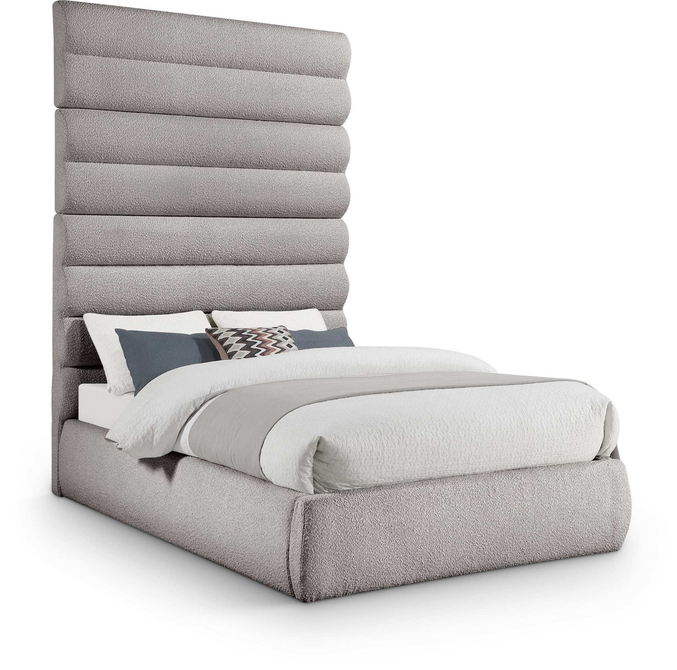 Adam - Boucle Fabric Bed With 89" Headboard - Best Buy Furniture