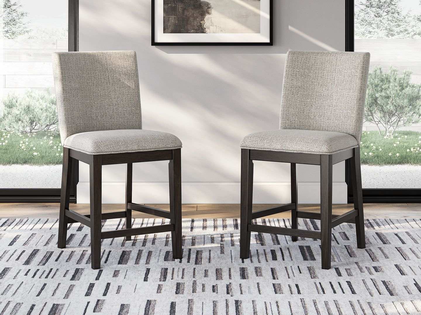 Neymorton - Upholstered Barstool (Set of 2) - Dark Grayish Brown - Best Buy Furniture