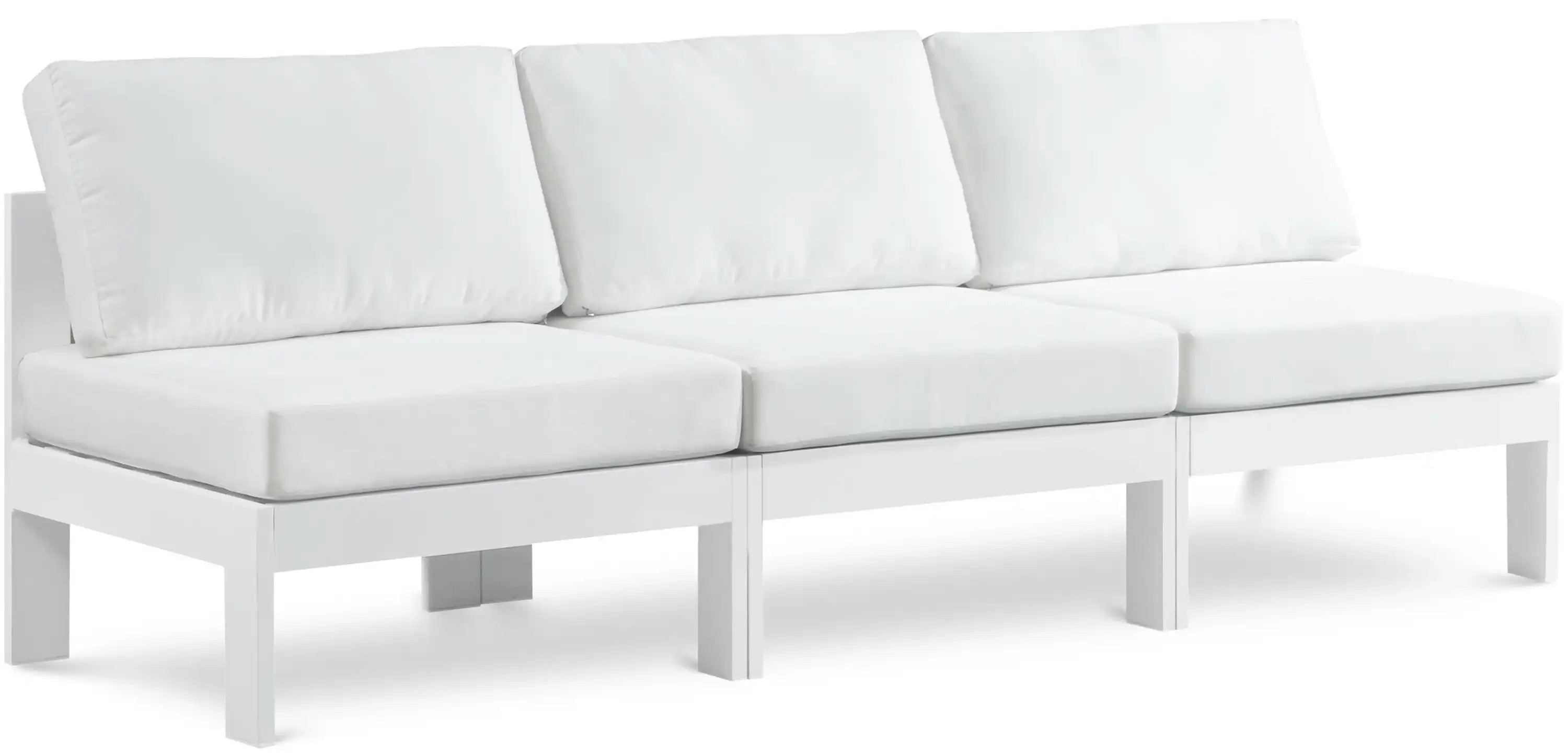 Nizuc - Outdoor Patio 3 Seat Armless Modular Sofa With White Frame - Best Buy Furniture