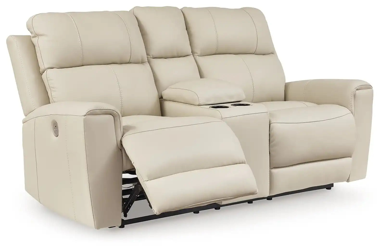 Dahlmoore - Dbl Power Reclining Loveseat With Console - Almond - Best Buy Furniture
