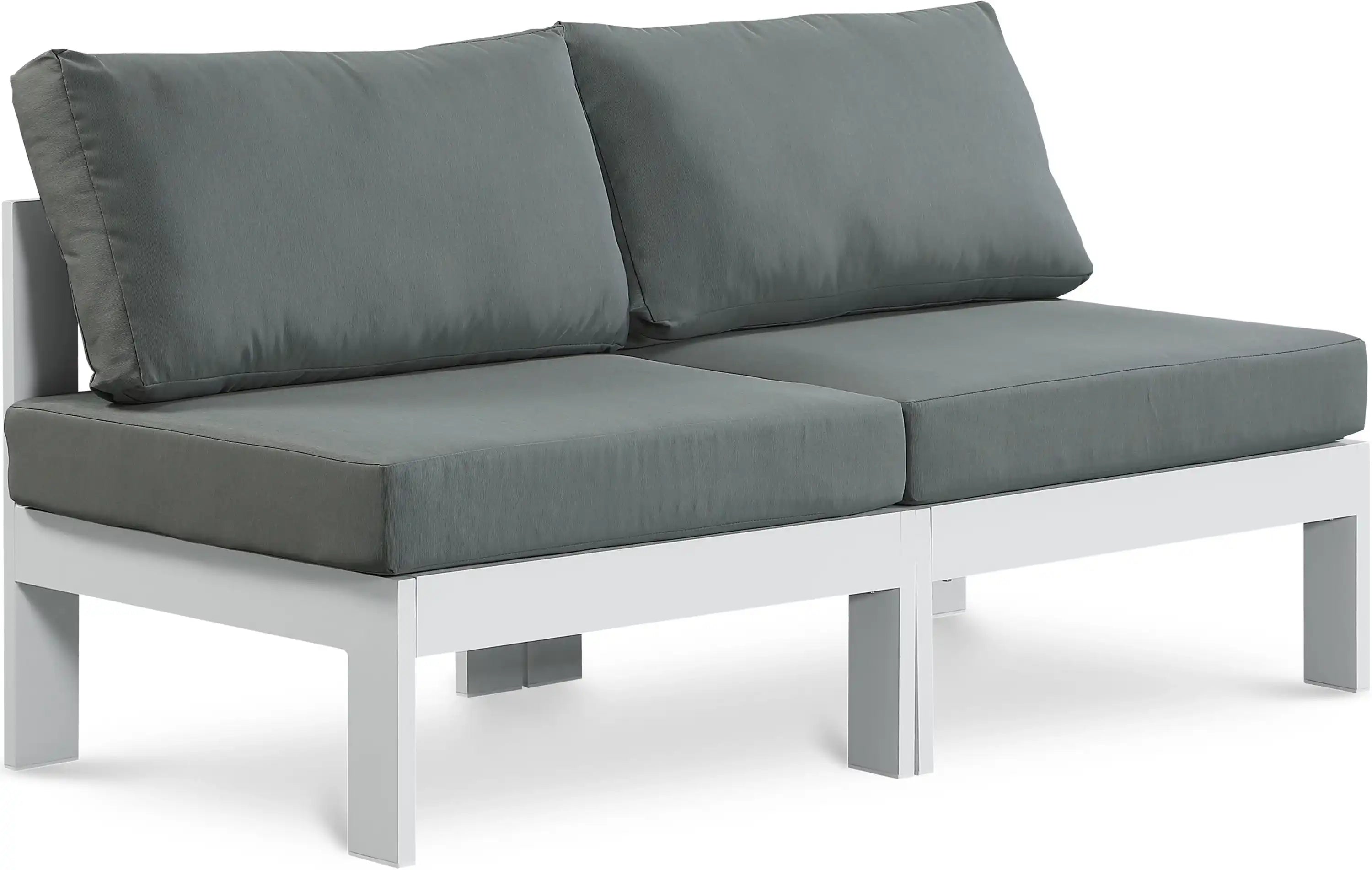 Nizuc - Outdoor Patio 2 Seat Armless Modular Sofa With White Frame - Best Buy Furniture