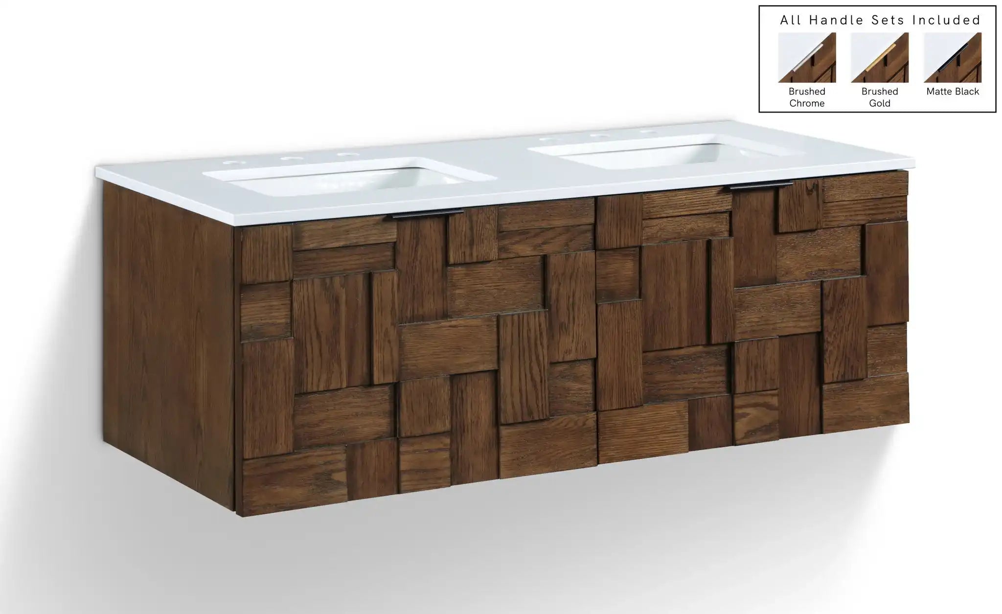Leonardo - Engineered Stone And Solid Wood 24" Wall Mounted Bathroom Vanity - Best Buy Furniture
