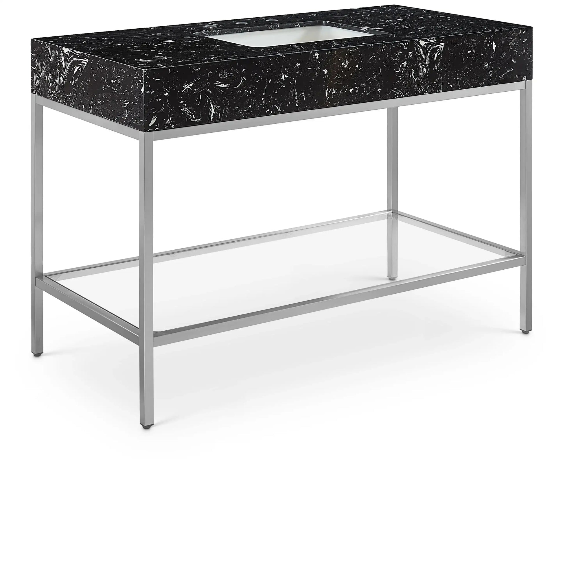 Marmo - Engineered Marble Bathroom Vanity With Chrome Base - Best Buy Furniture