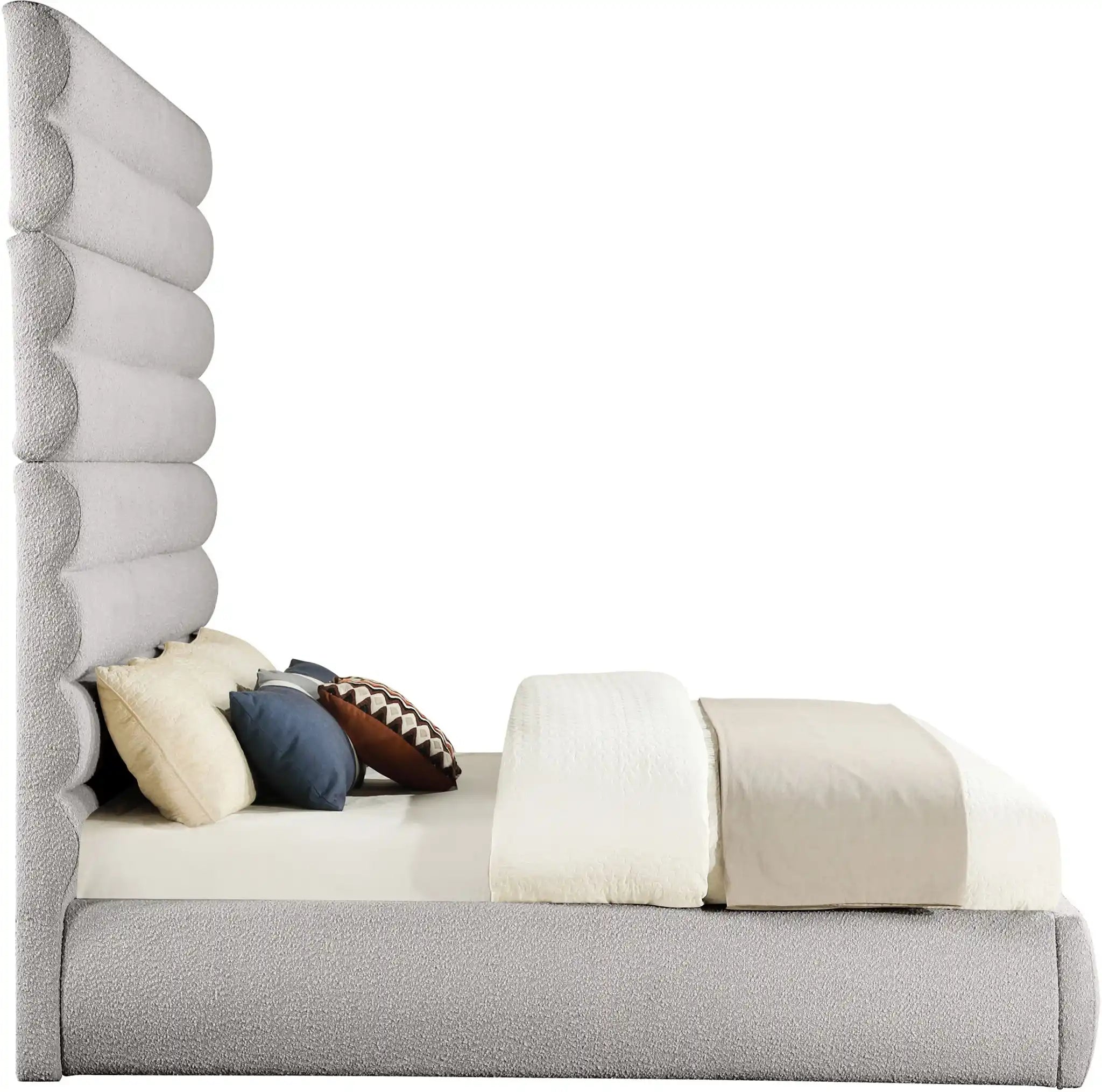 Adam - Boucle Fabric Bed With 89" Headboard