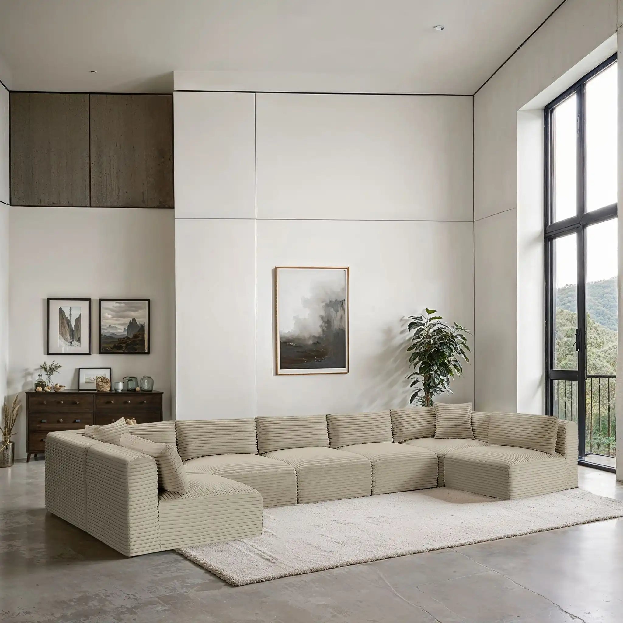 Shaggy - 7 Piece Modular U-Shaped Armless Sectional