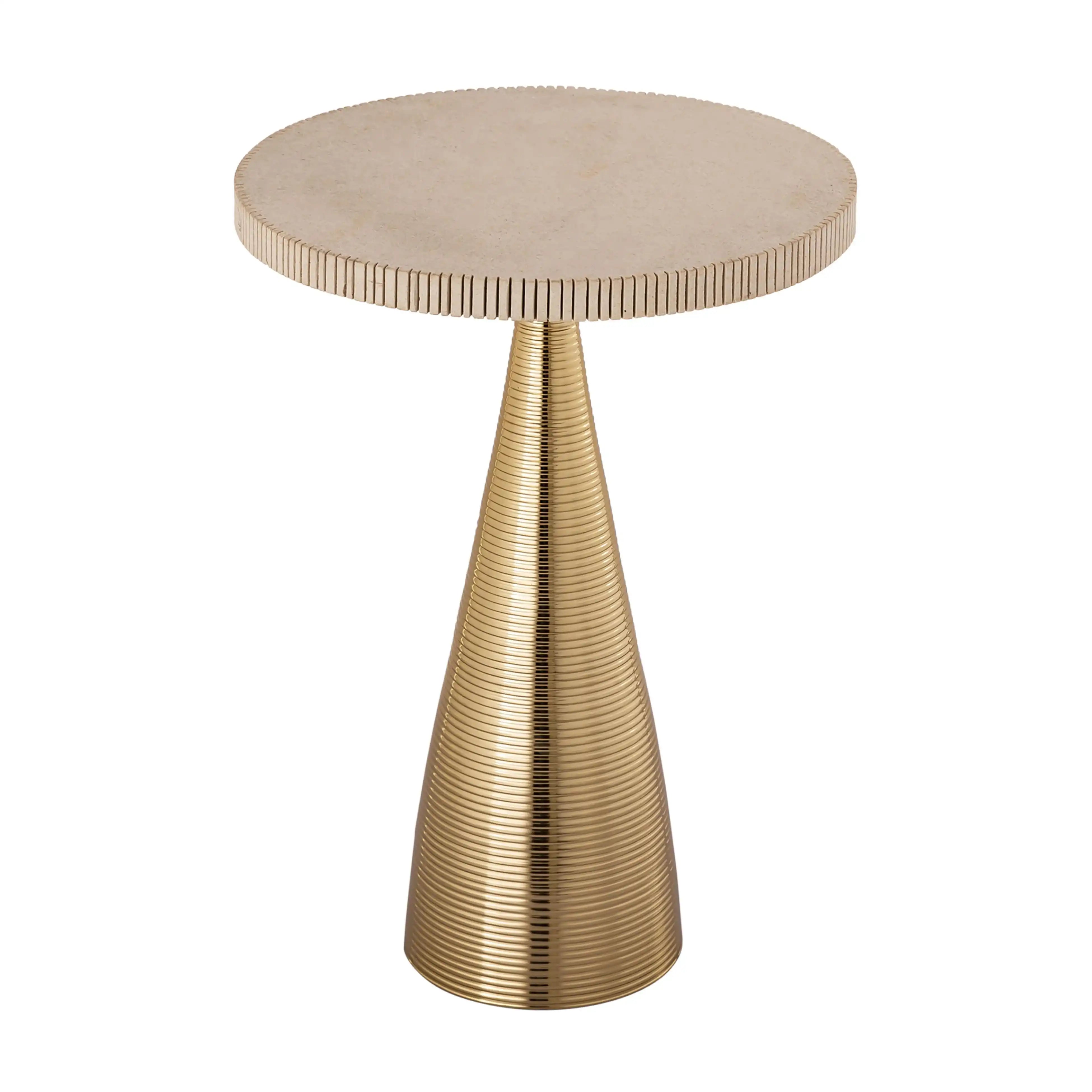 Celeste - Ribbed Side Table - Beige - Best Buy Furniture