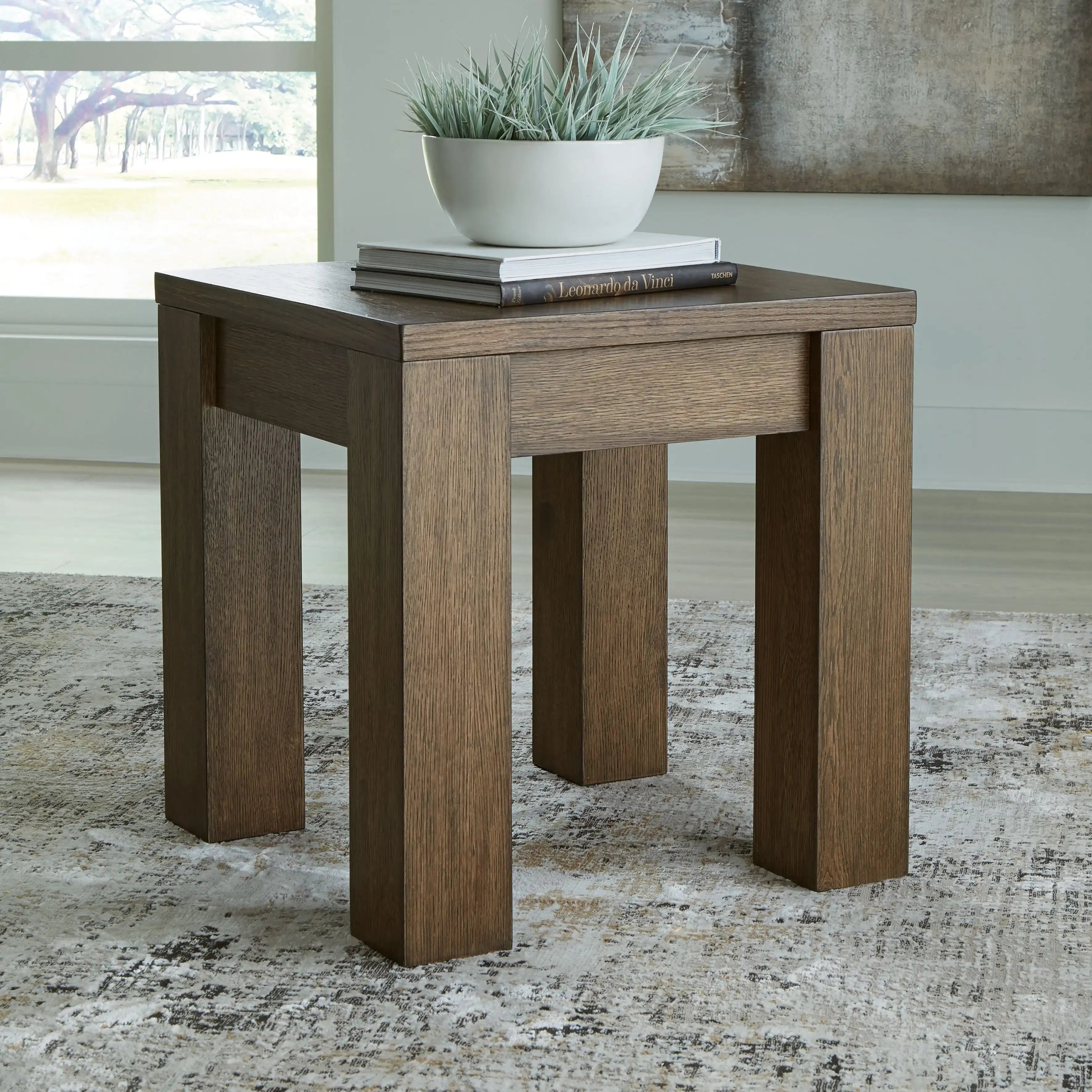 Rosswain - Square End Table - Warm Brown - Best Buy Furniture