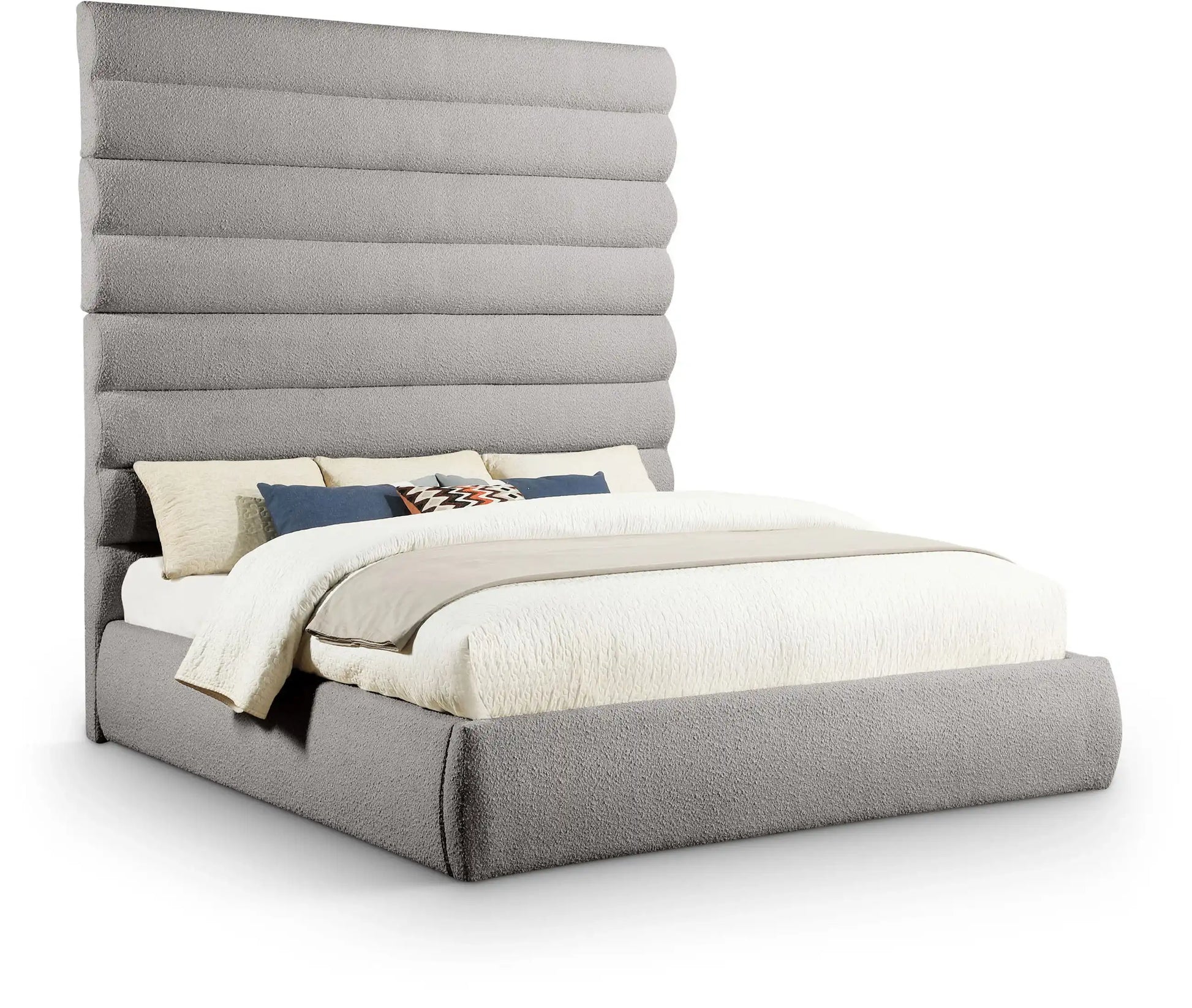 Adam - Boucle Fabric Bed With 89" Headboard - Best Buy Furniture