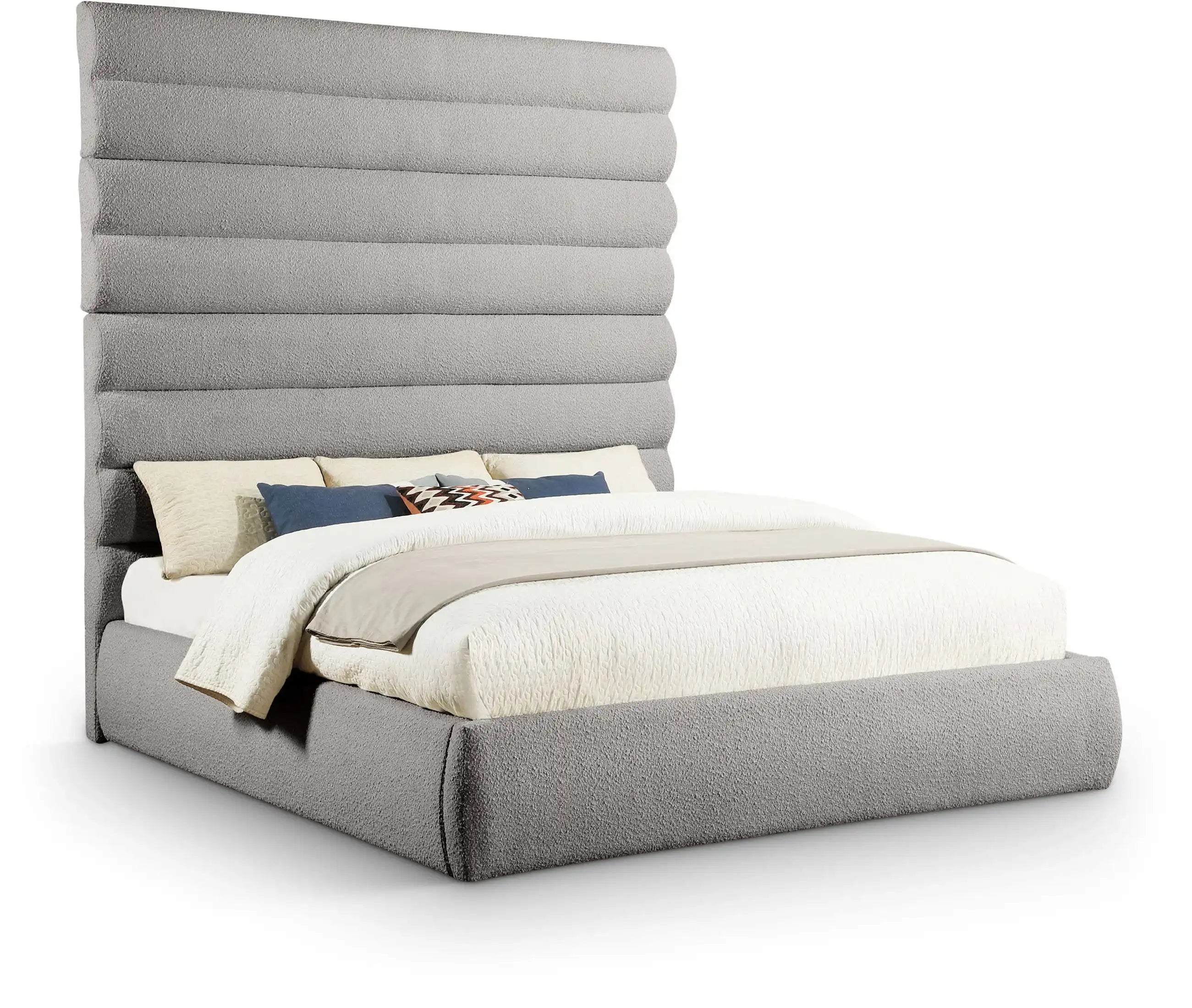 Adam - Boucle Fabric Bed With 89" Headboard - Best Buy Furniture