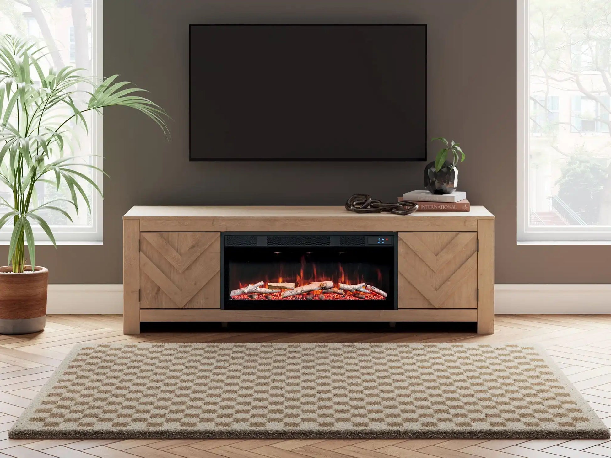 Cayboni - LG TV Stand With Fireplace Option - Best Buy Furniture