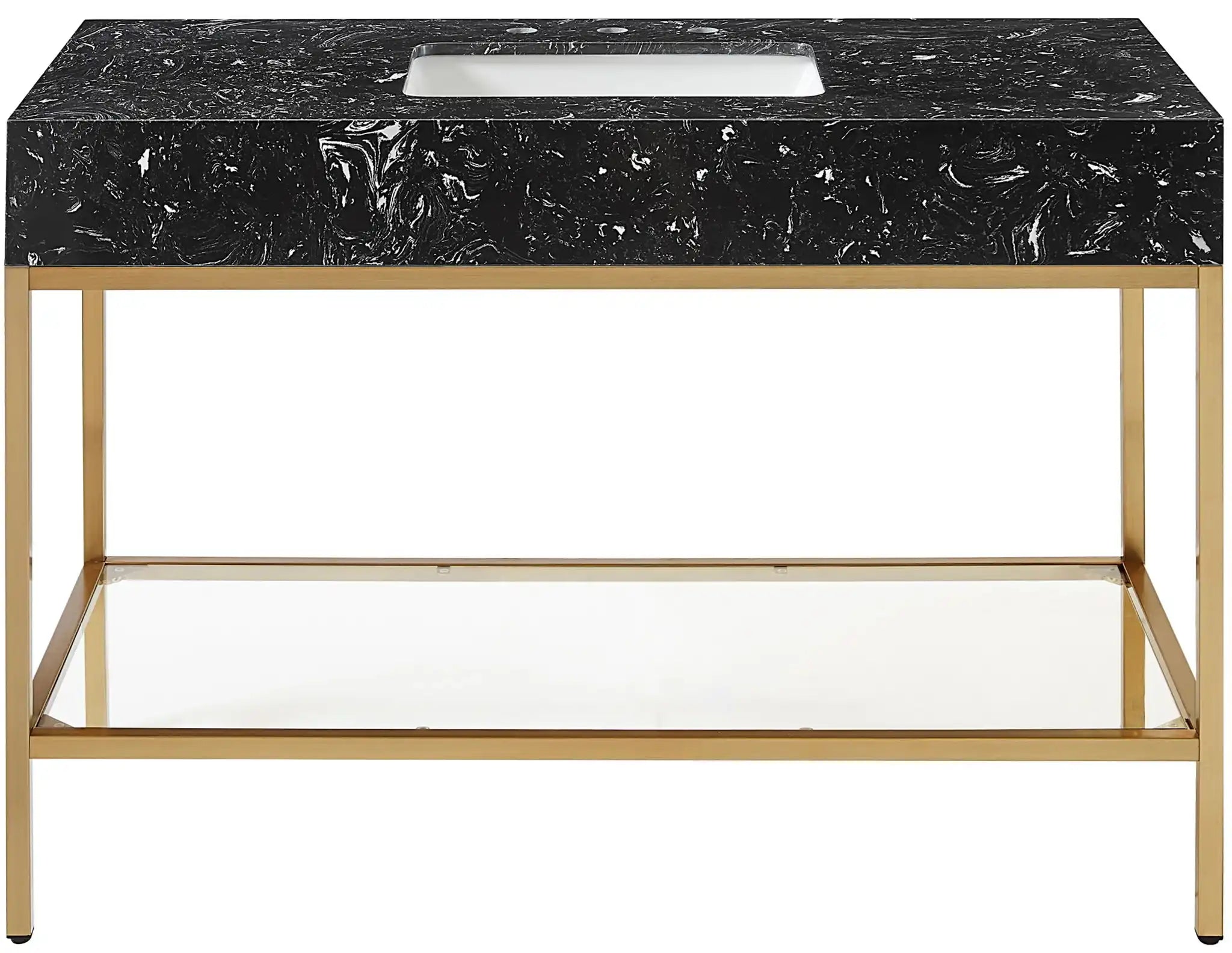 Marmo - Engineered Marble Bathroom Vanity With Gold Base