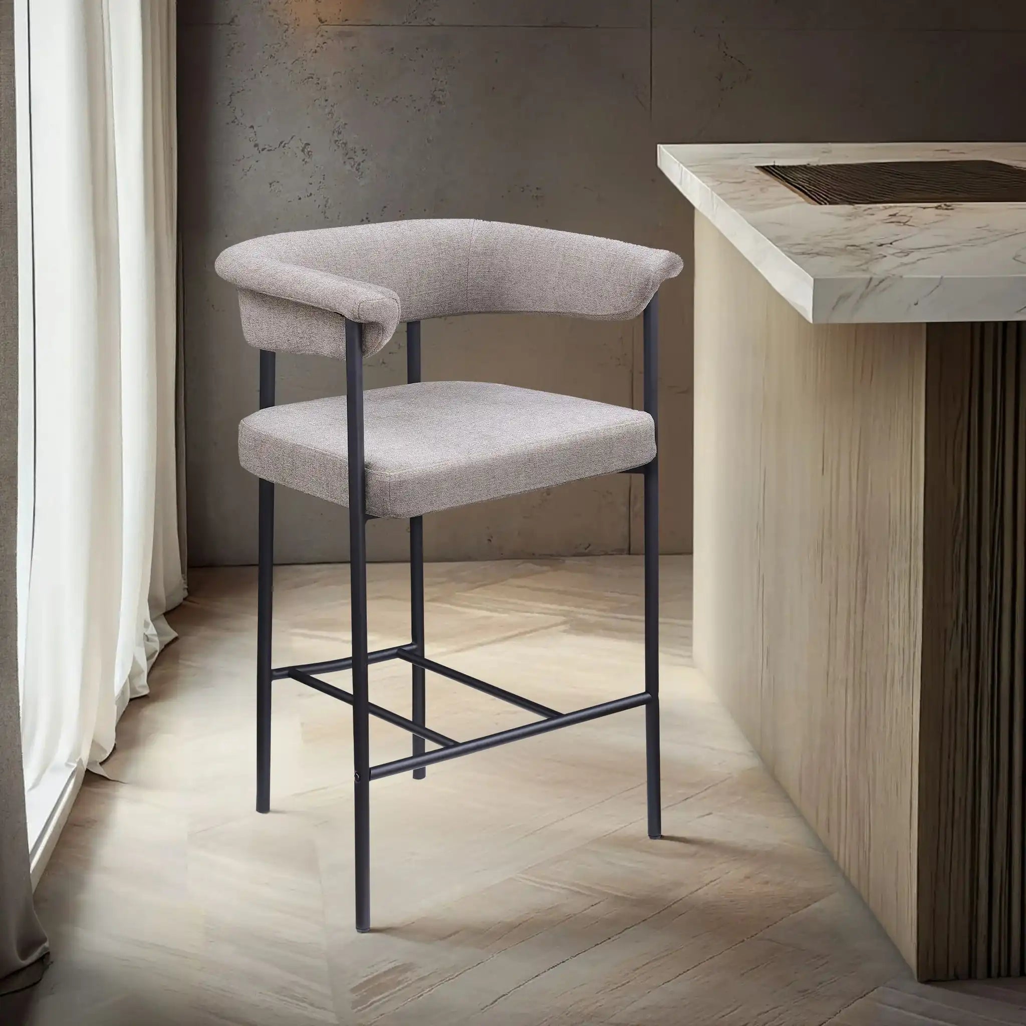 Malin - Linen Counter Stool (Set of 2) - Taupe
