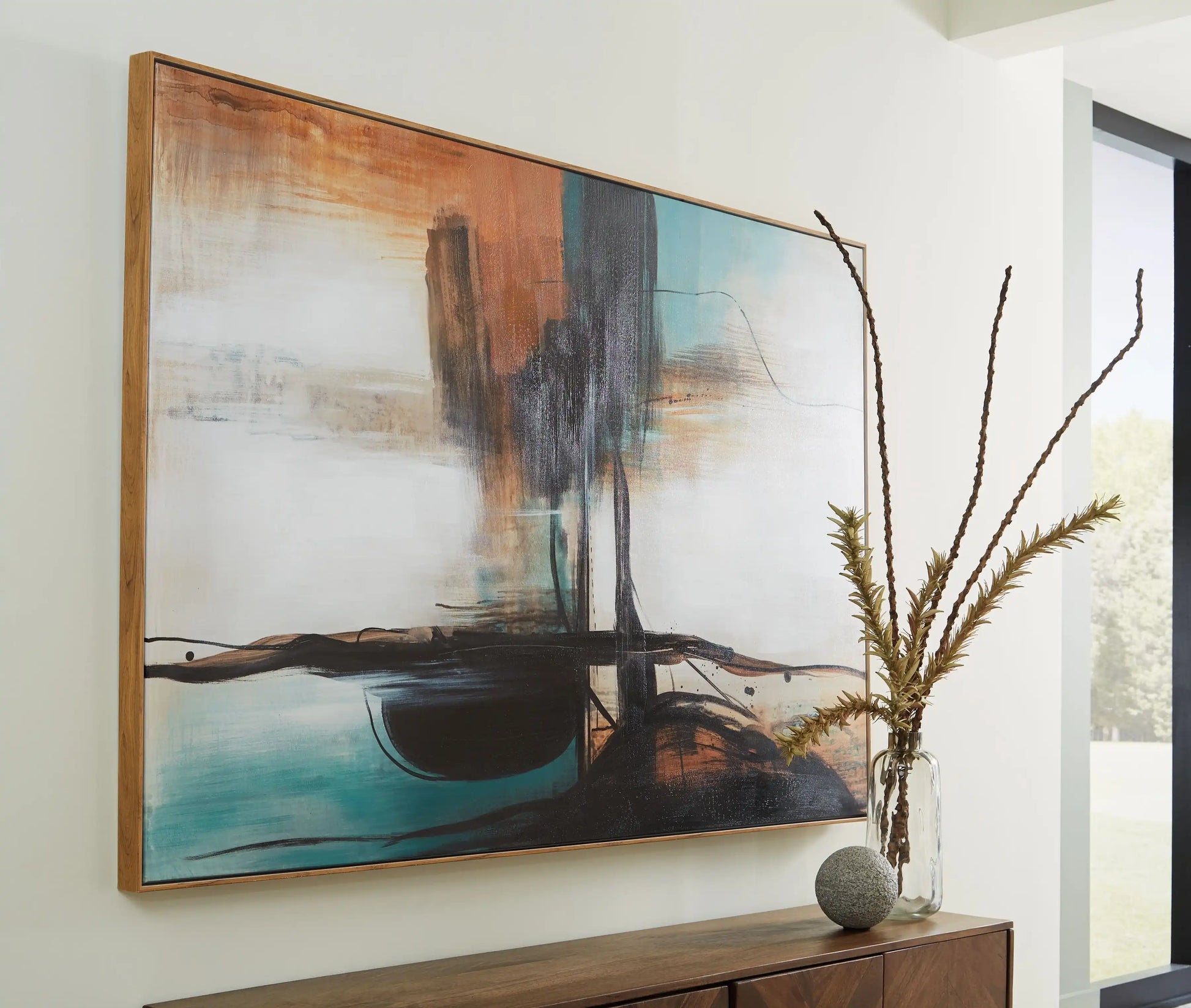 Brunonia - Wall Art - Teal / Orange / Black - Best Buy Furniture