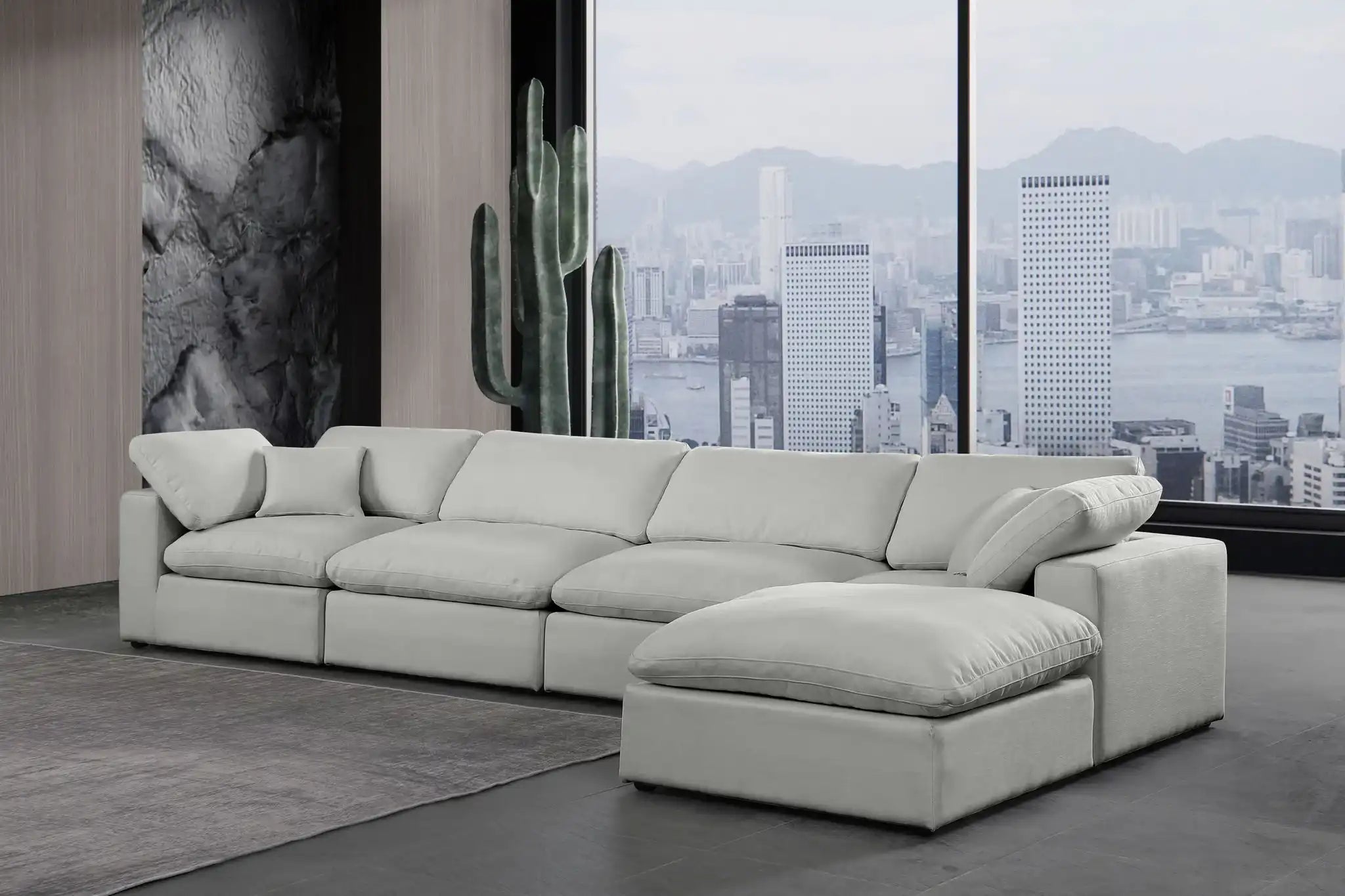 Comfy - 5 Piece Linen Modular Sectional With Chaise
