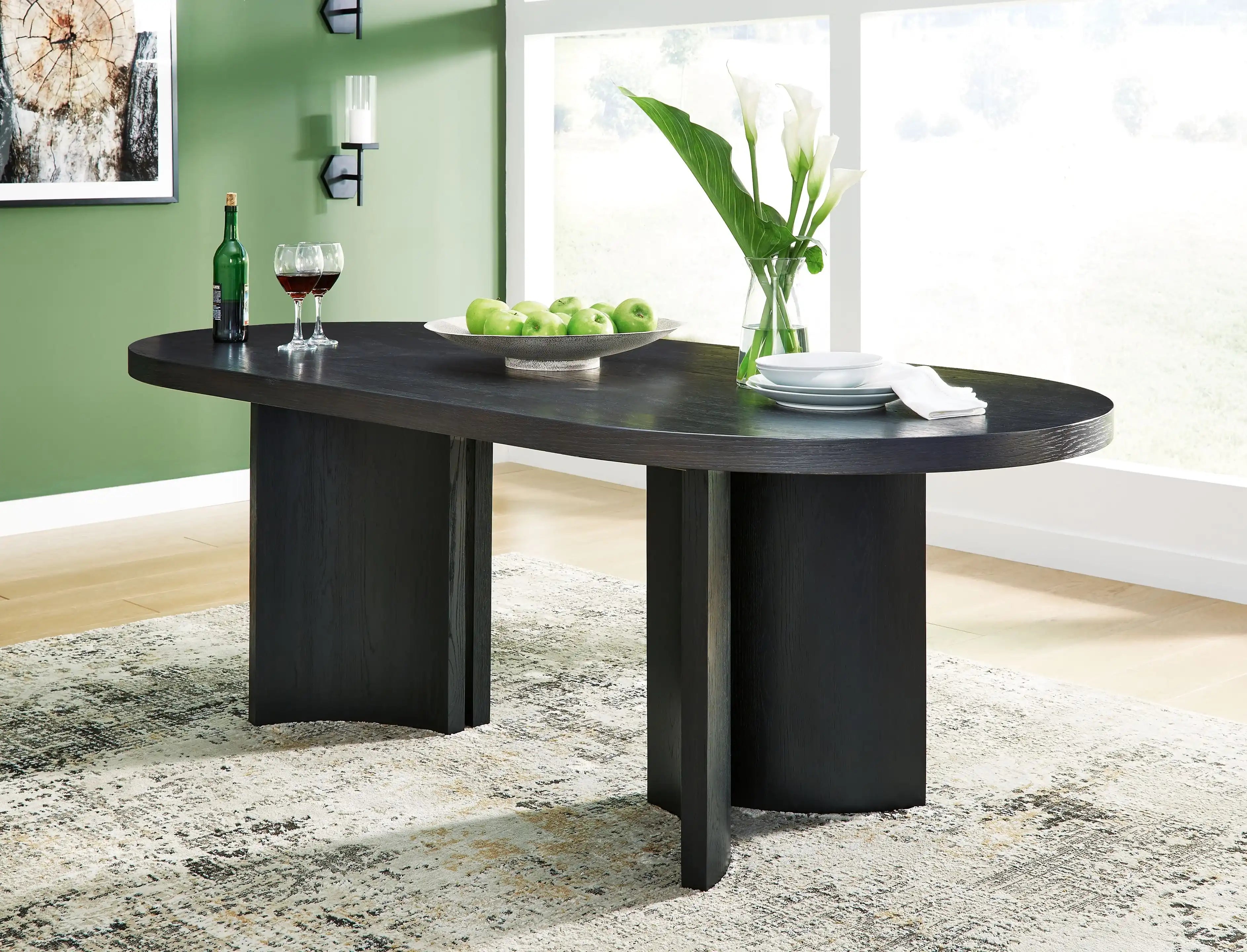 Rowanbeck - Oval Dining Room Table - Black - Best Buy Furniture