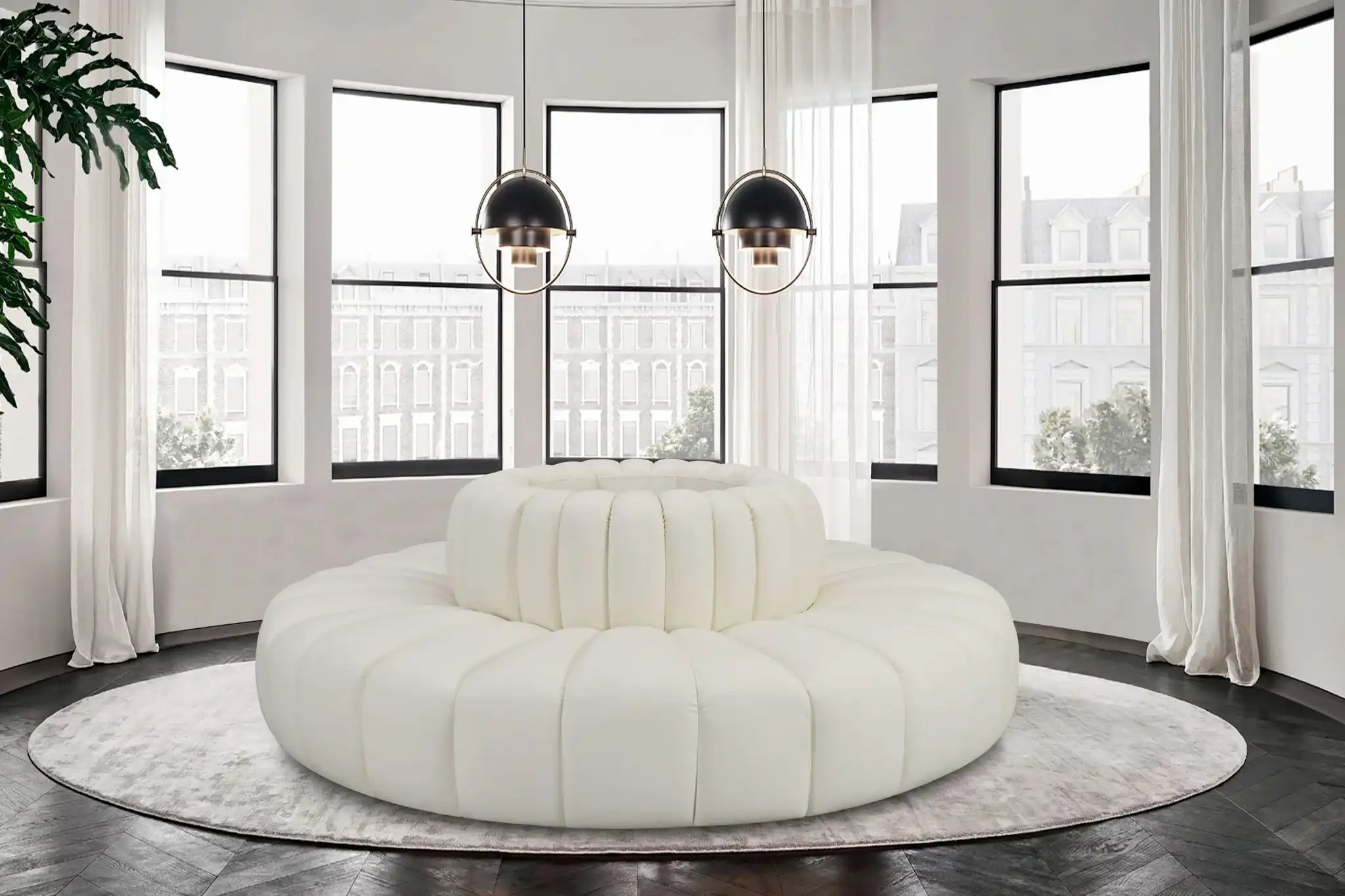 Arc - Faux Leather 8 Piece Round Modular Sofa
