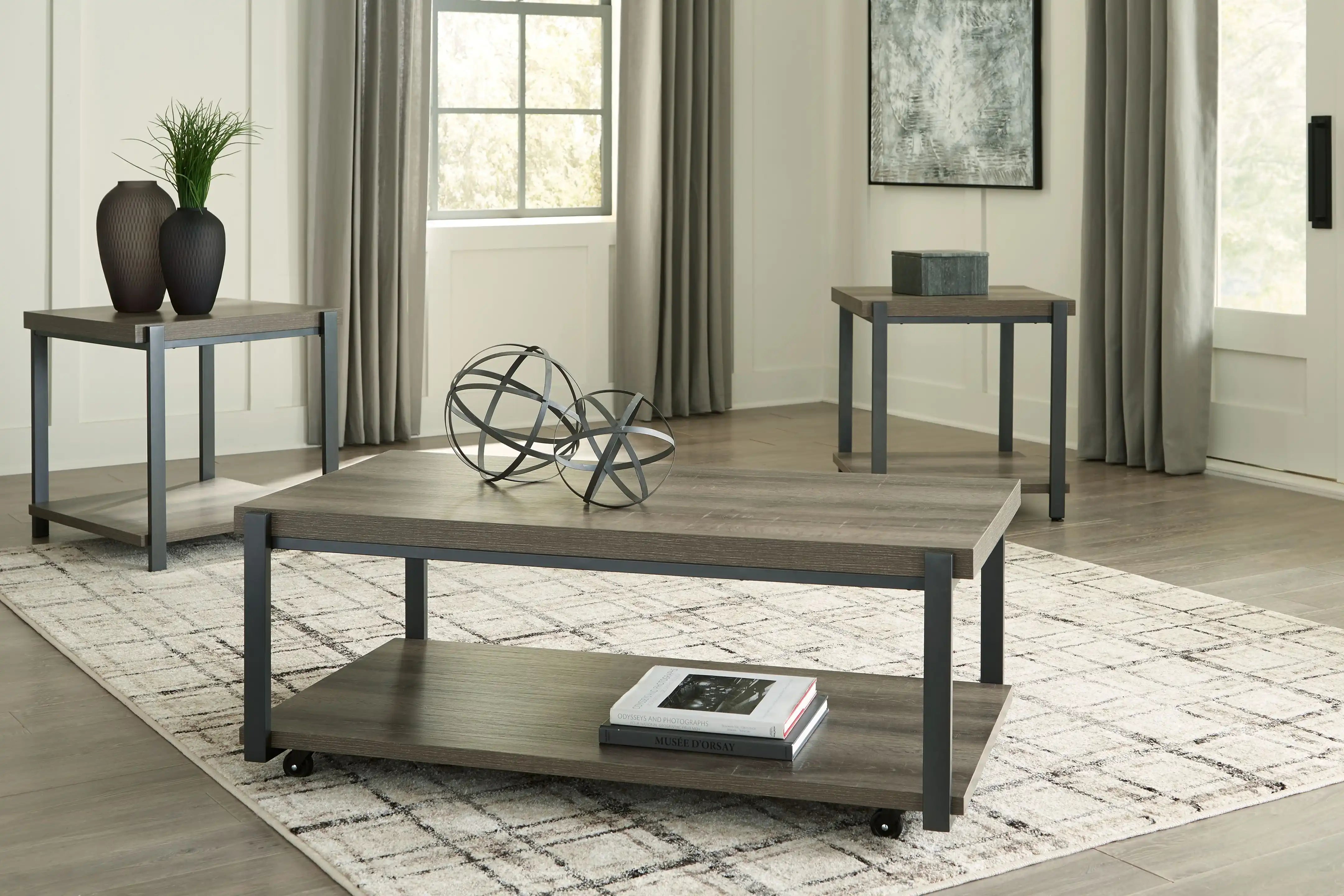 Wilmaden - Occasional Table Set (Set of 3) - Gray / Black - Best Buy Furniture