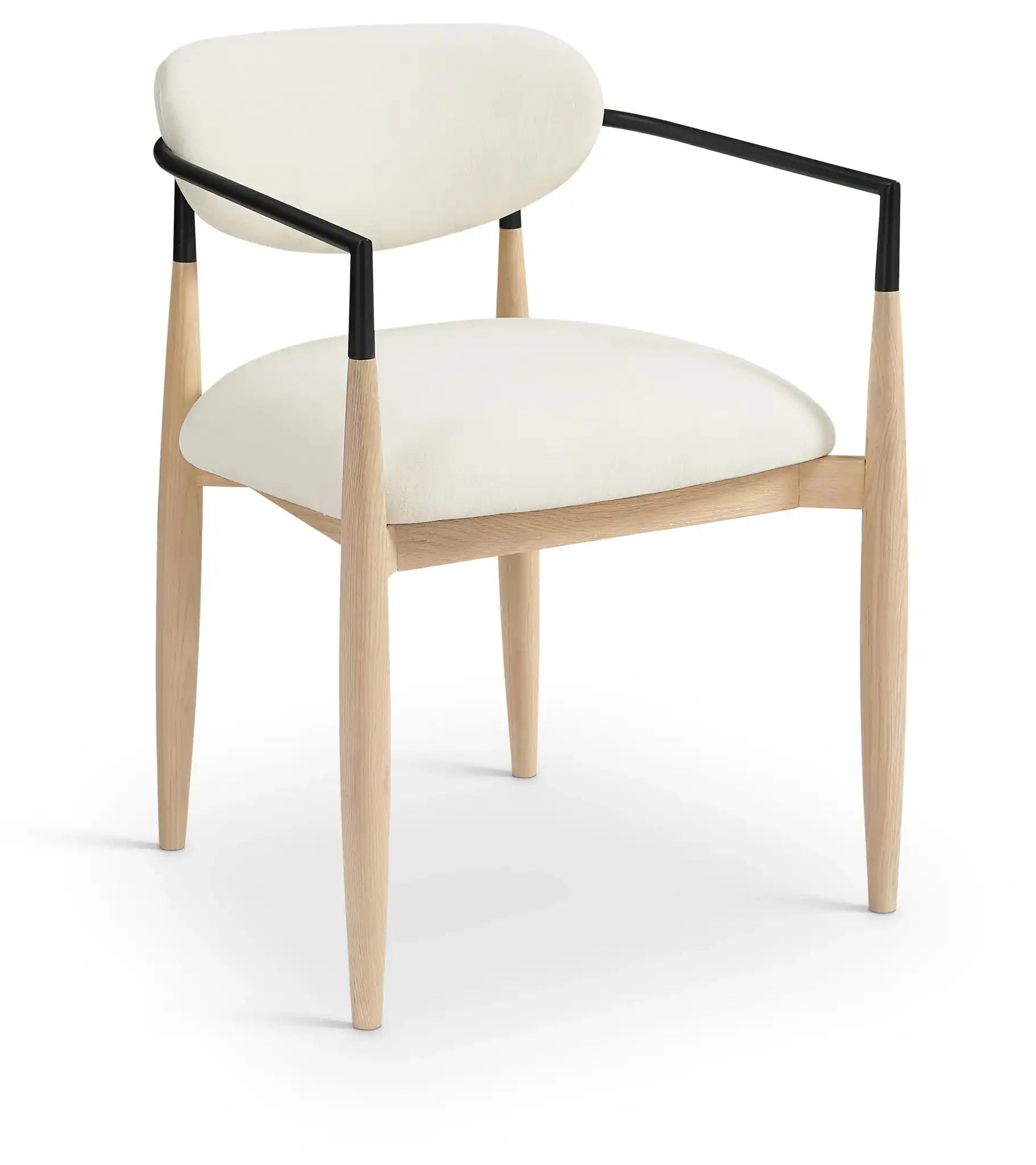 Riccio - Performance Fabric Upholstered Dining Arm Chair (Set of 2) With Light Brown Legs - Cream - Best Buy Furniture