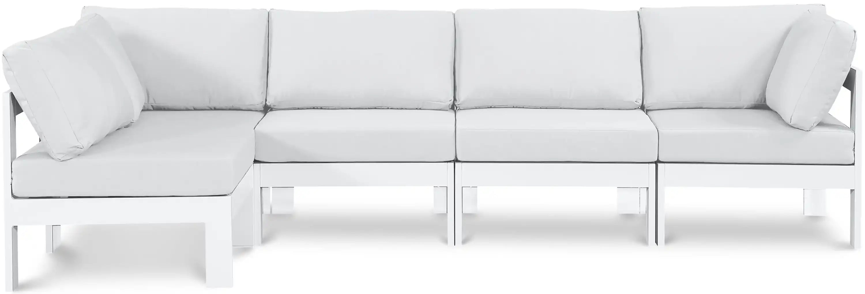 Nizuc - Outdoor Patio 5 Piece Modular Sectional With White Frame - Best Buy Furniture