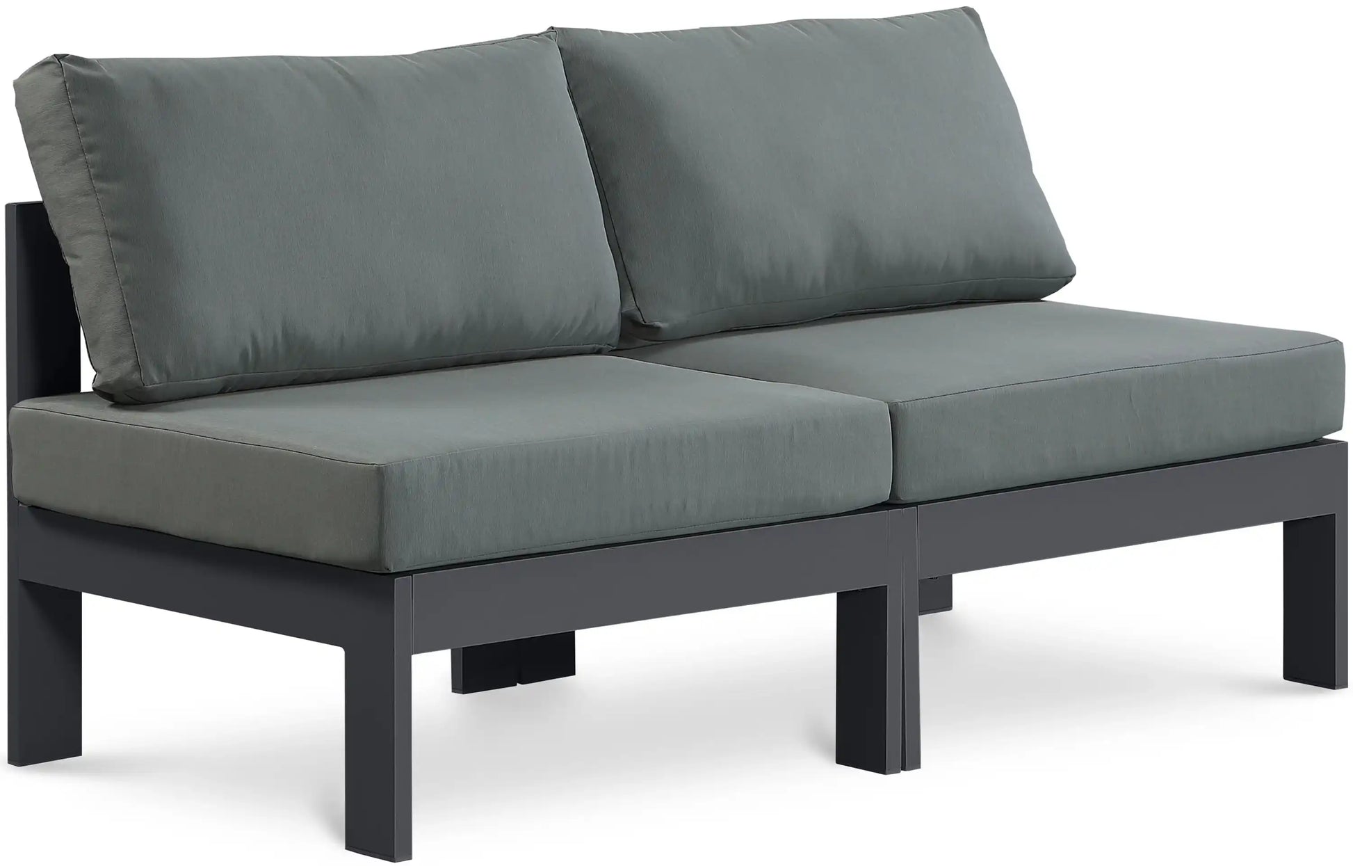 Nizuc - Outdoor Patio 2 Seat Armless Modular Sofa With Gray Frame - Best Buy Furniture