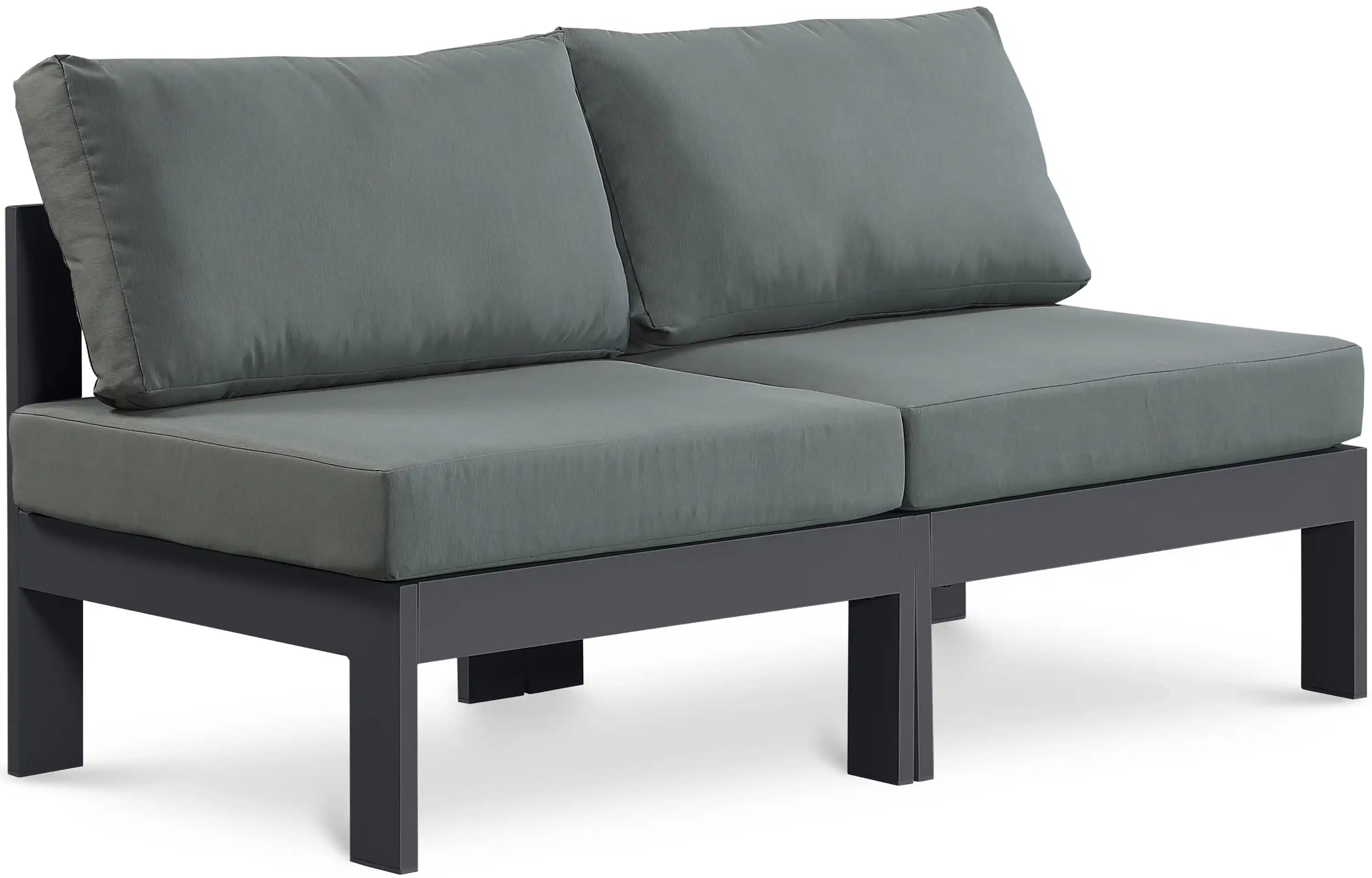 Nizuc - Outdoor Patio 2 Seat Armless Modular Sofa With Gray Frame - Best Buy Furniture